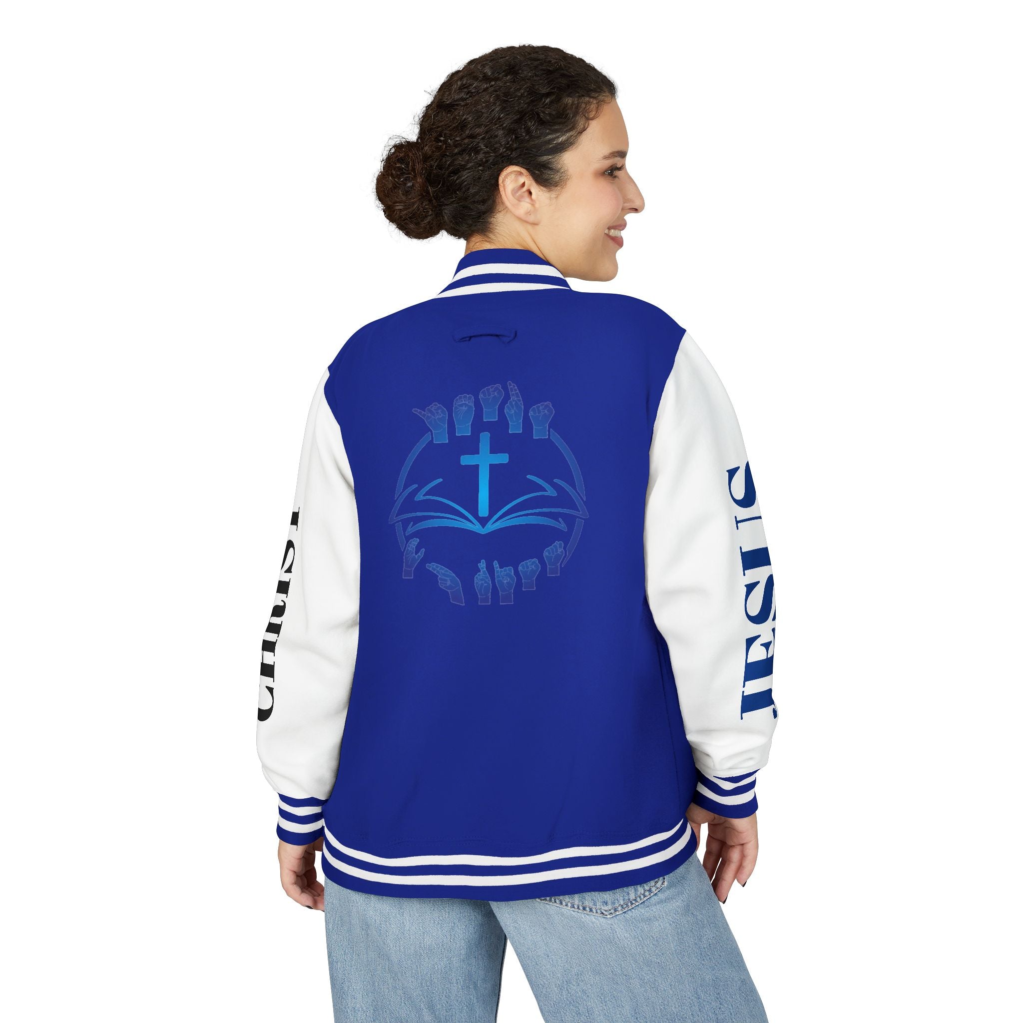 Christian Cross Letterman Jacket — Faith Crewneck Varsity Jacket