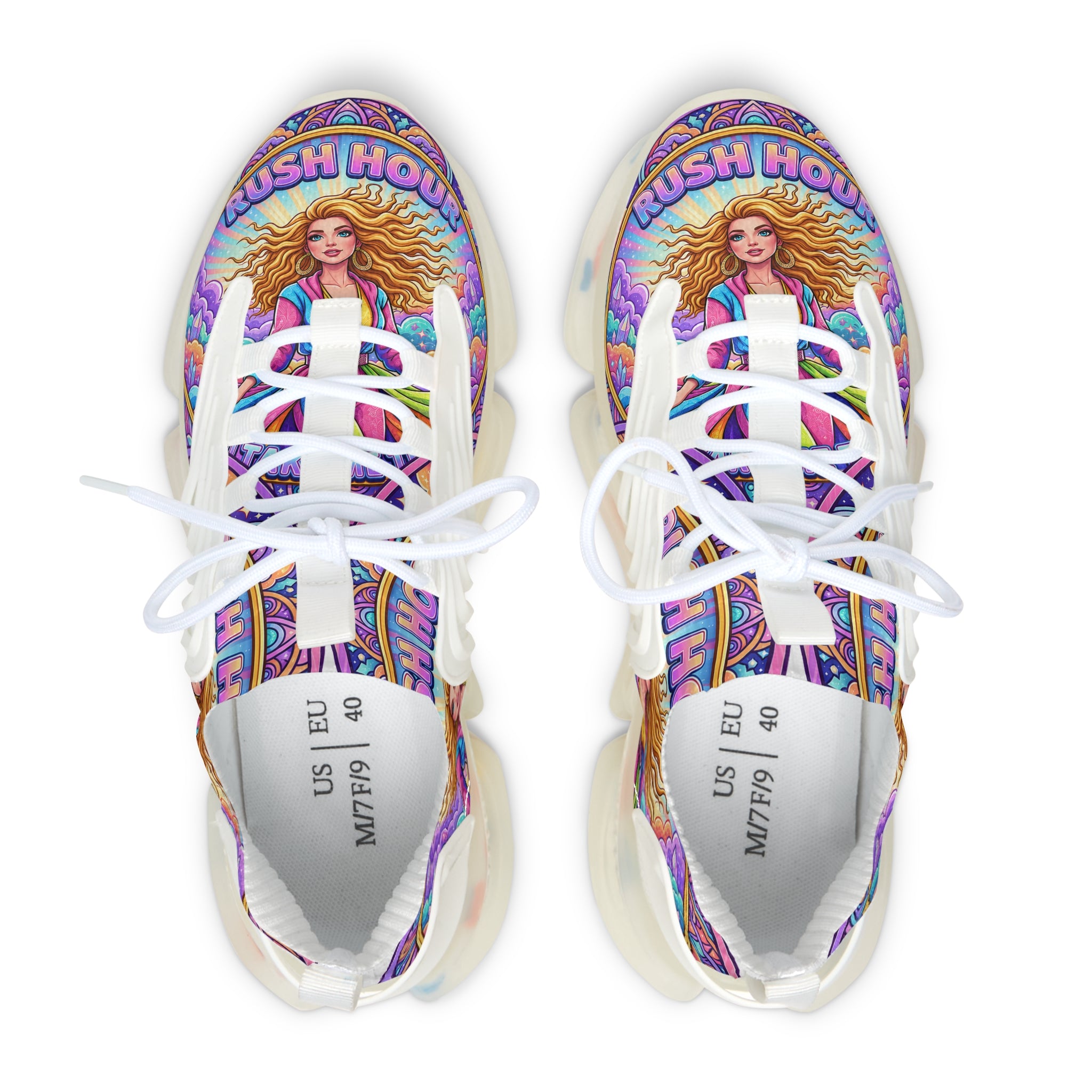 Women's Mesh Sneakers — Colorful Goddess Graphic Athletic Shoes
