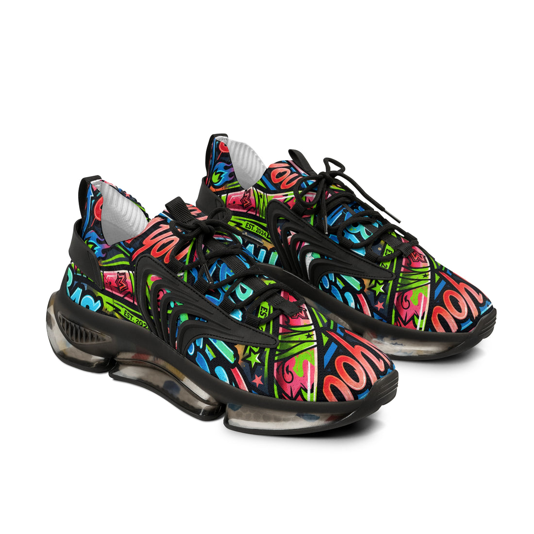 Mesh Sneakers —" Can You Baseball "Bold Graffiti Print Men's Athletic Shoes