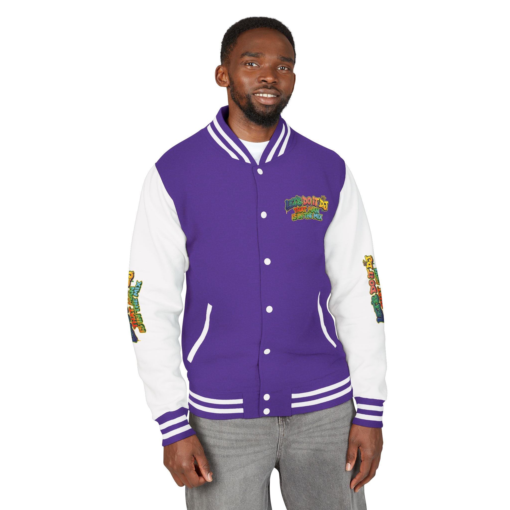 Letterman Jacket — 'Let's Do It' DJ Graphic Varsity Jacket