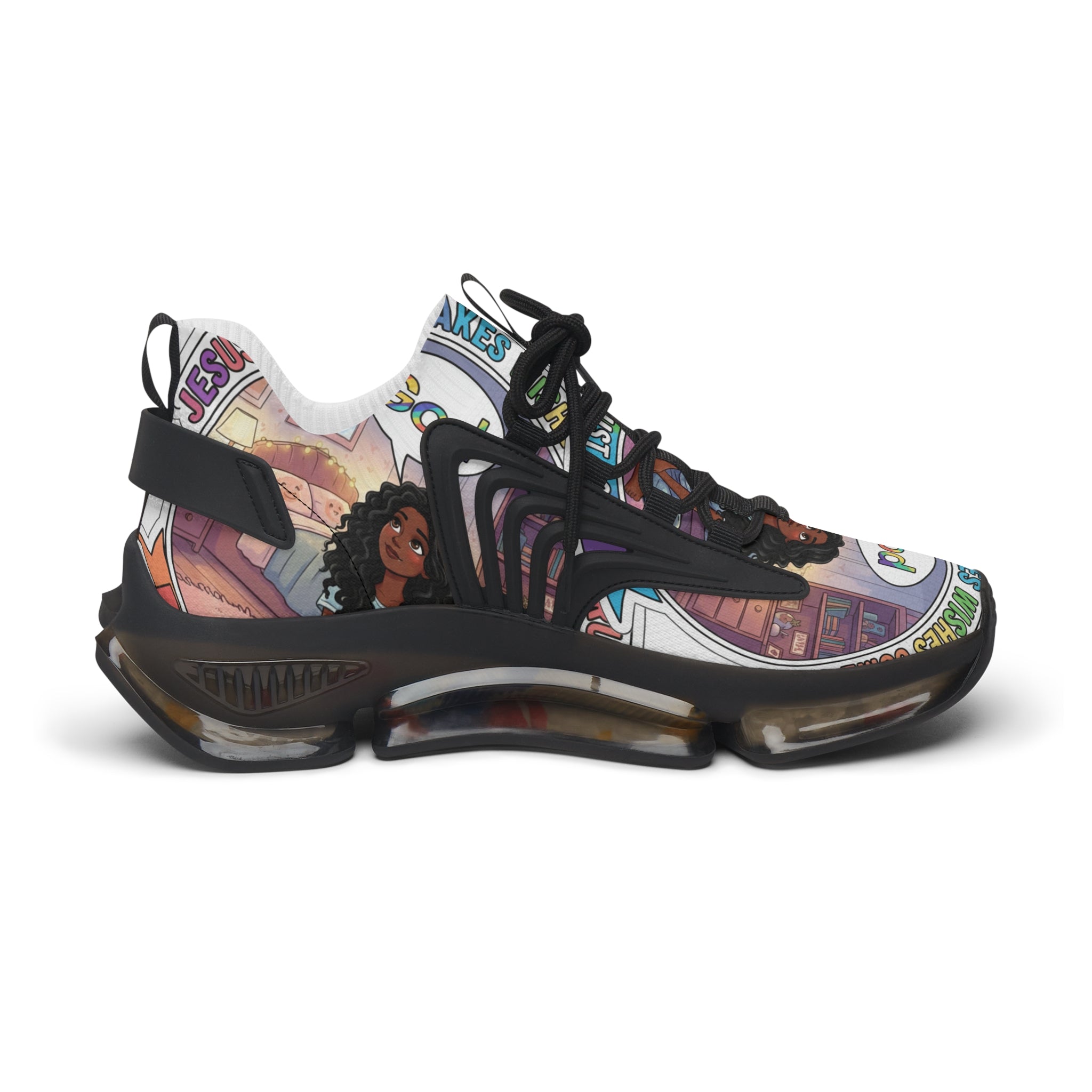 Women's Mesh Sneakers — " Jesus Christ Makes Wishes Come True " Graphic Athletic Shoes