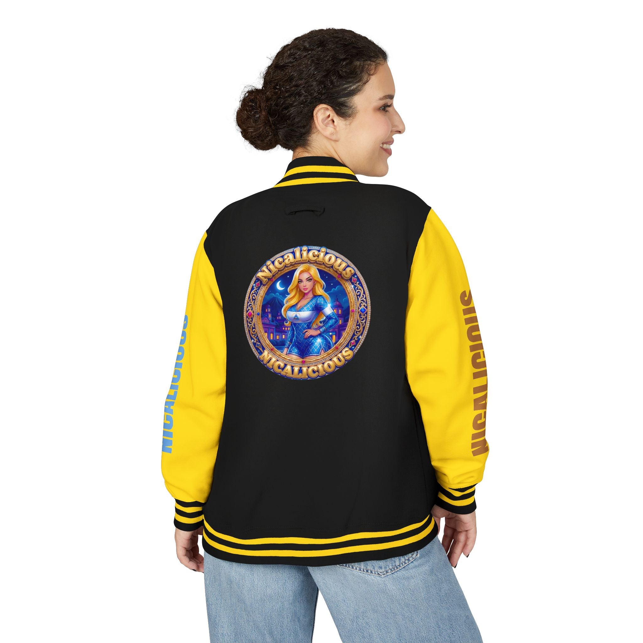 Letterman Jacket — 'Nicalicious' Retro Varsity Jacket with Angel Crest
