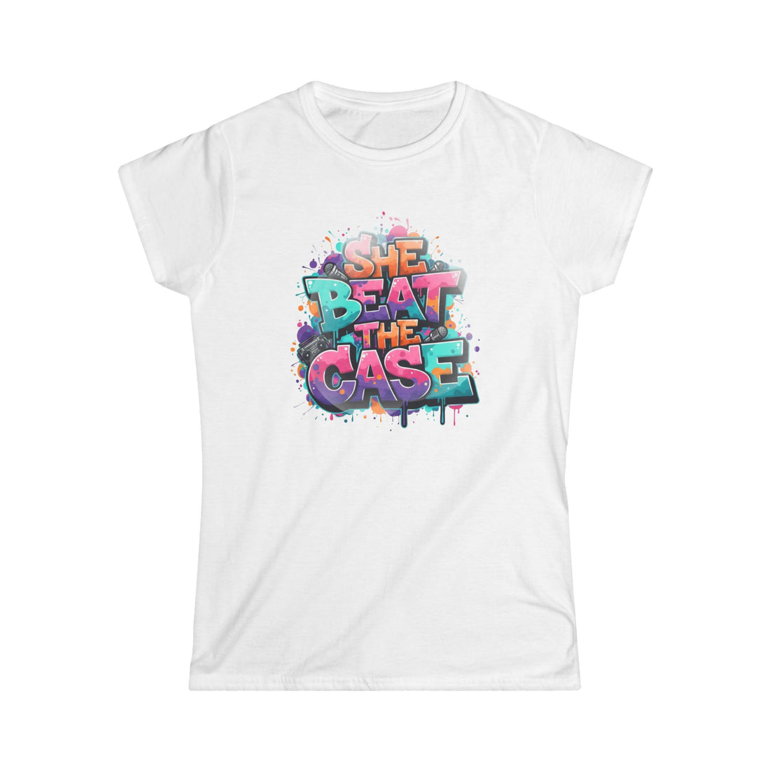 "She Beat the Case" Tee — Bold Graffiti Women’s Victory T-Shirt