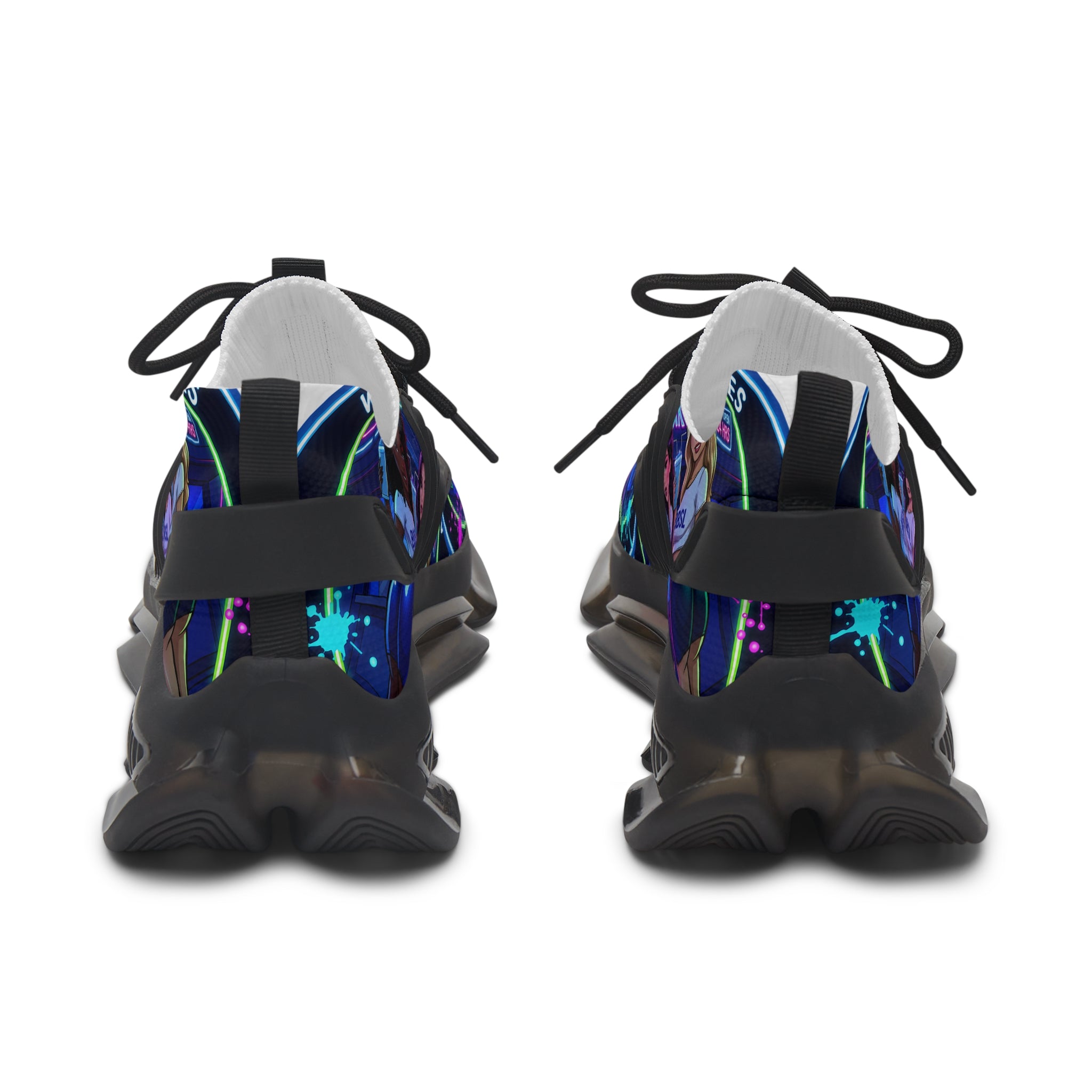 Graphic Mesh Sneakers — " We Are The Blueberry Shake Ladies "Colorful Pop Portrait Design for Women