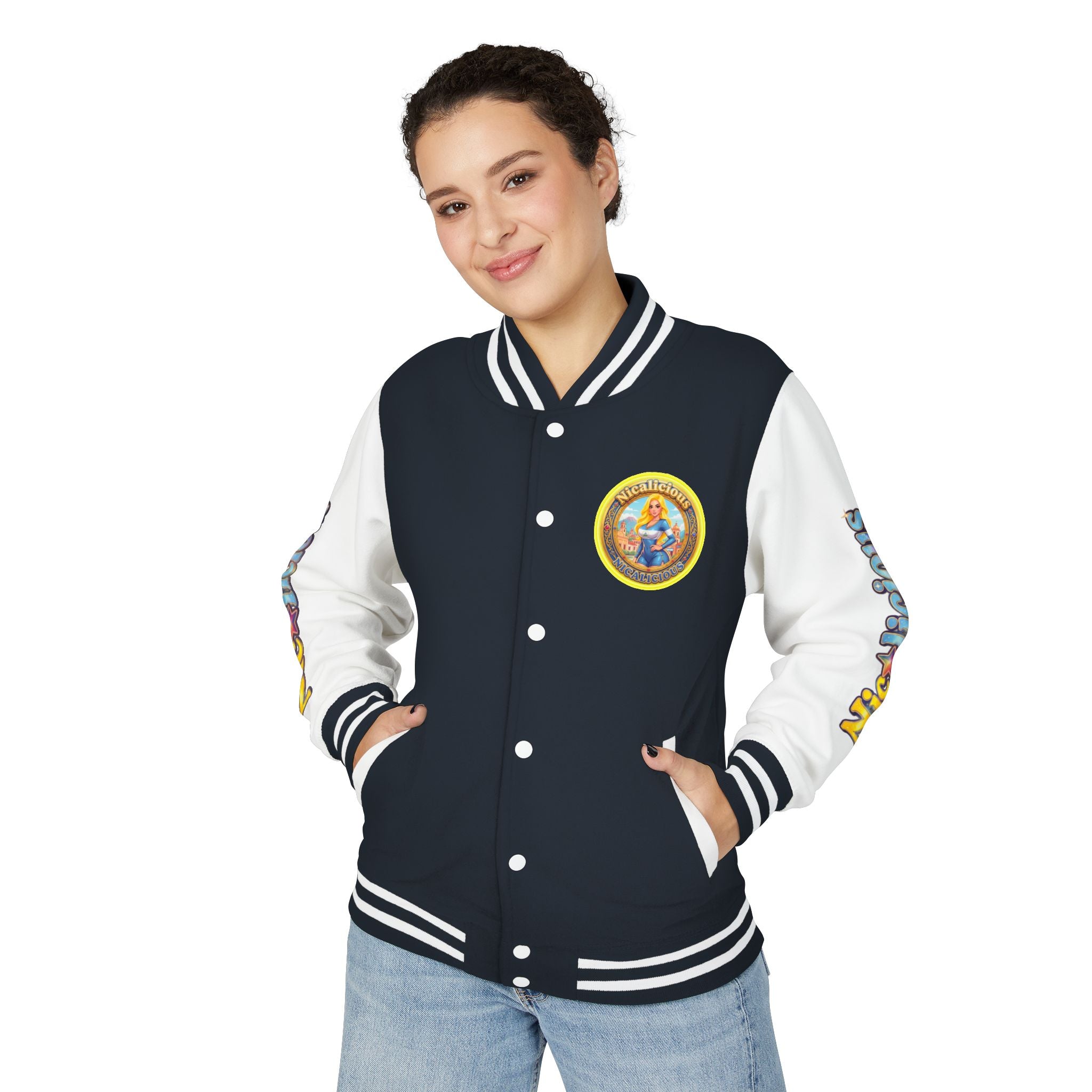 "Nicalicious" Varsity Jacket — Retro Pinup Letterman Jacket