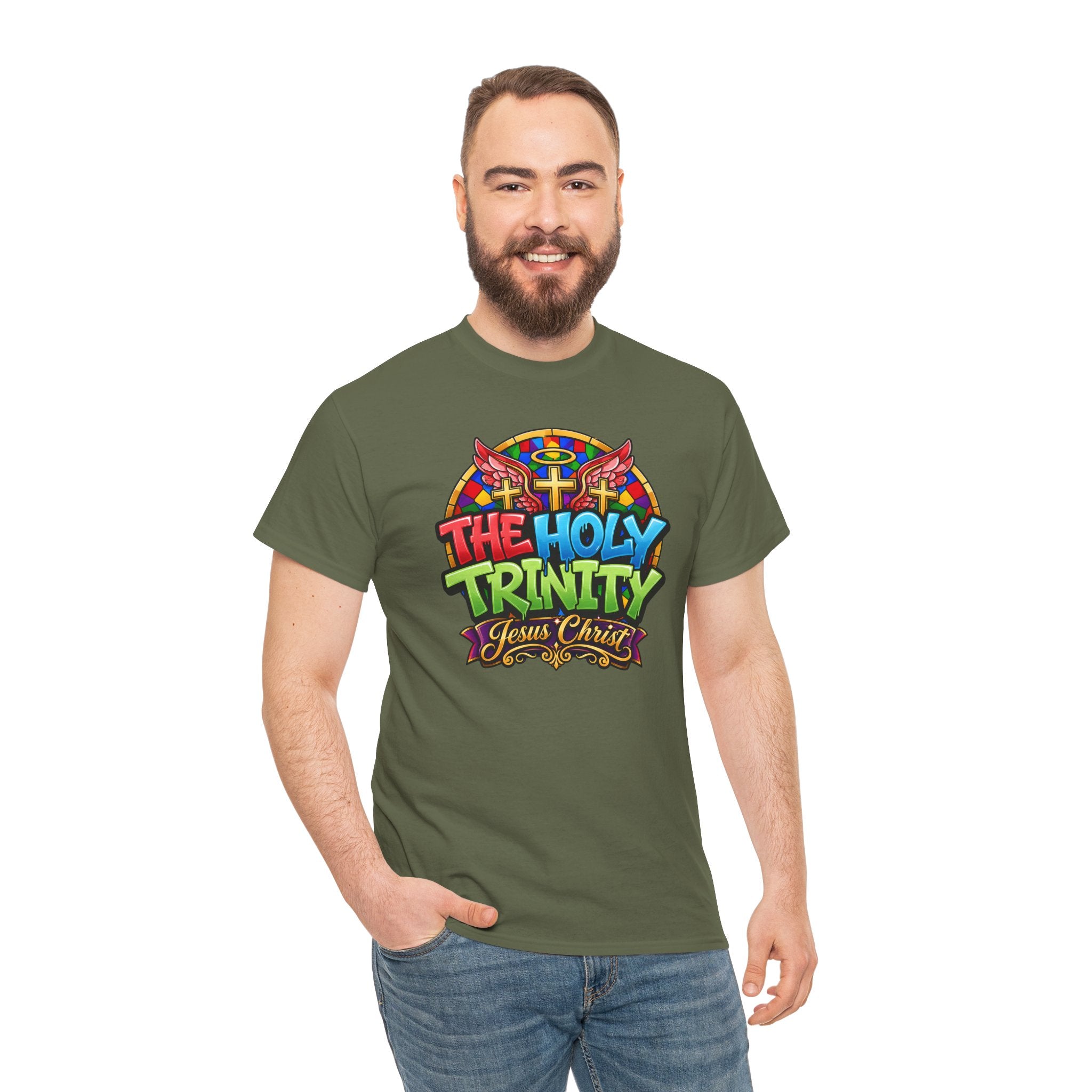 Holy Trinity Graphic Tee — 'The Holy Trinity Jesus Christ' Colorful Faith T-Shirt