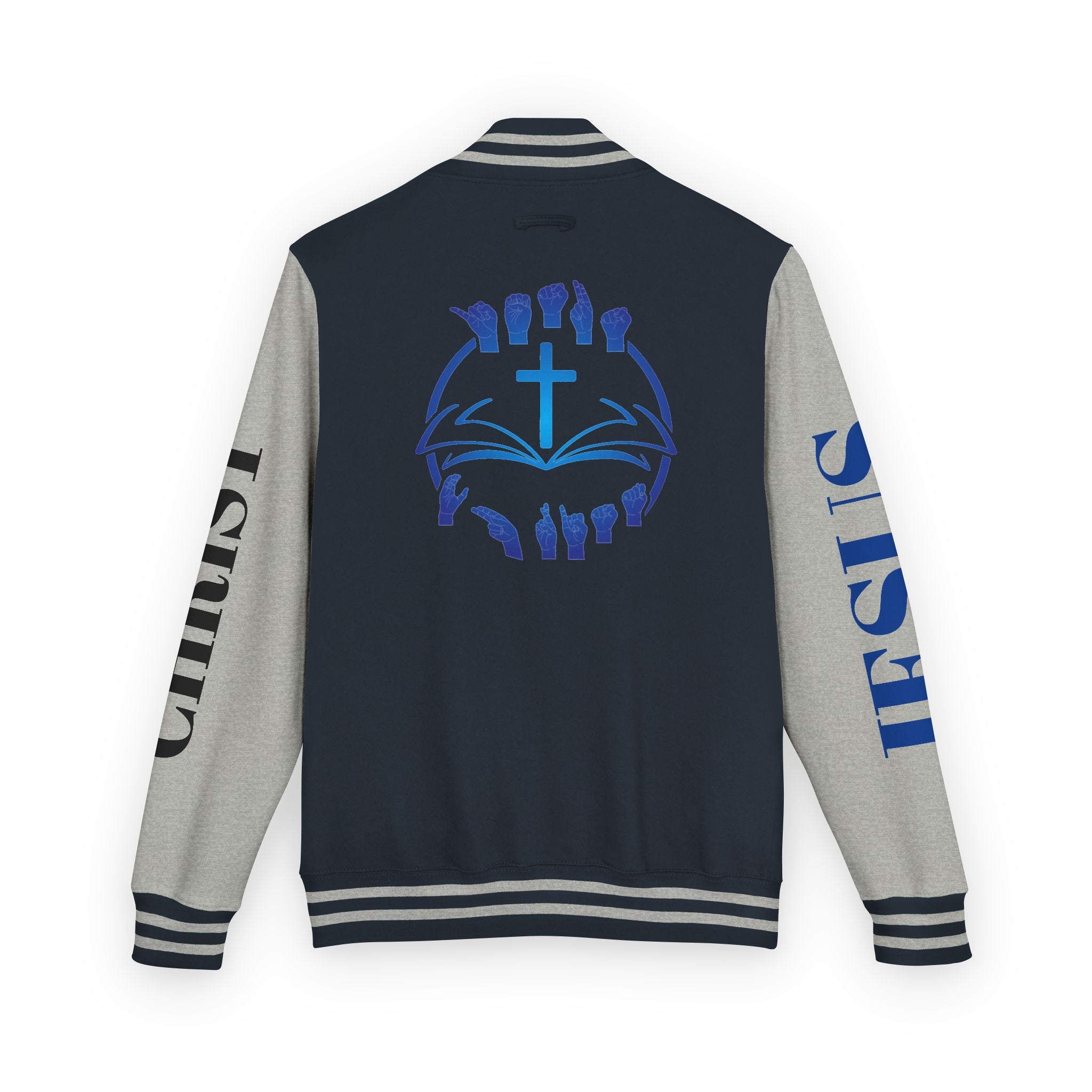 Christian Cross Letterman Jacket — Faith Crewneck Varsity Jacket