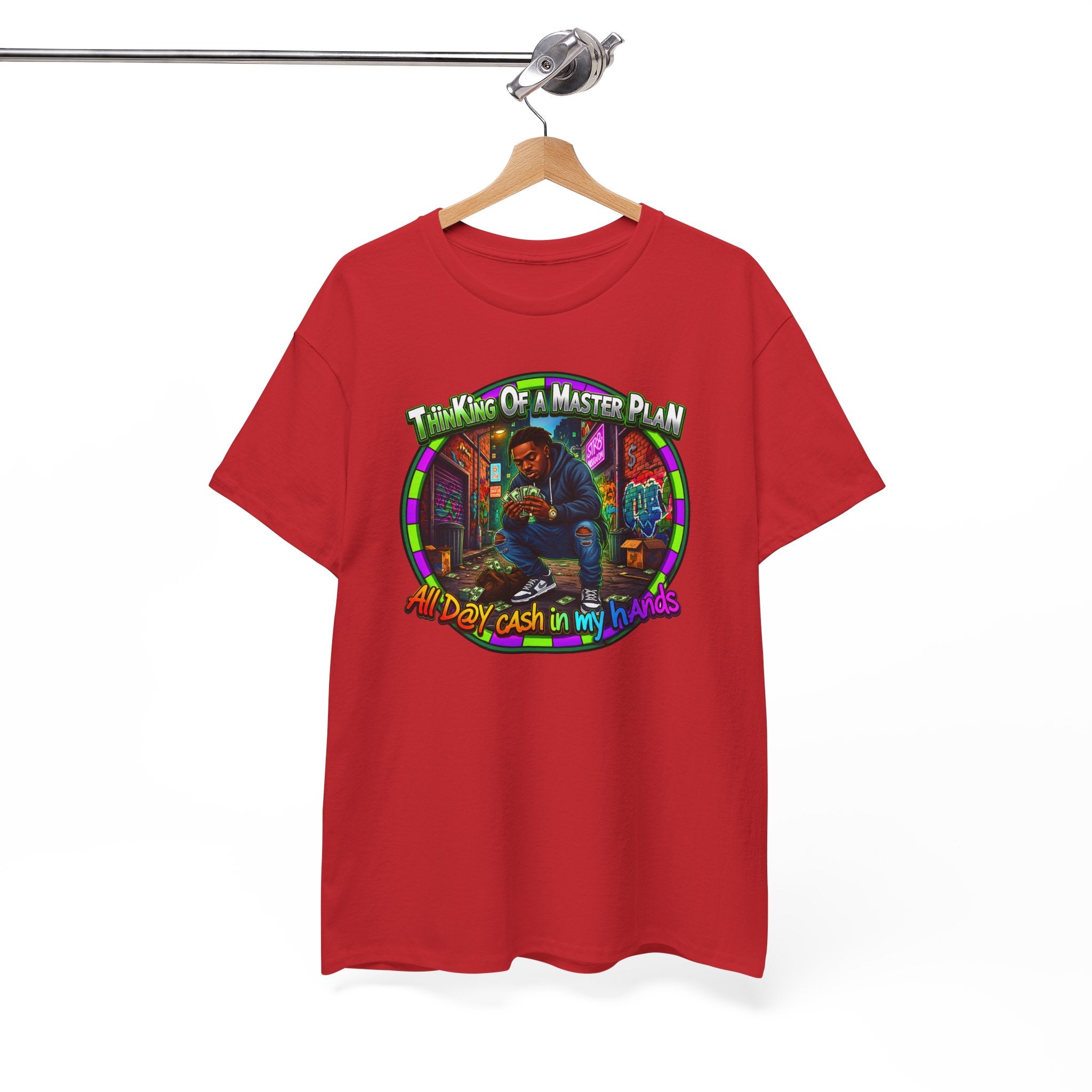 T-Shirt — "Thinking of a Master Plan" Colorful Retro Hip-Hop Graphic Tee
