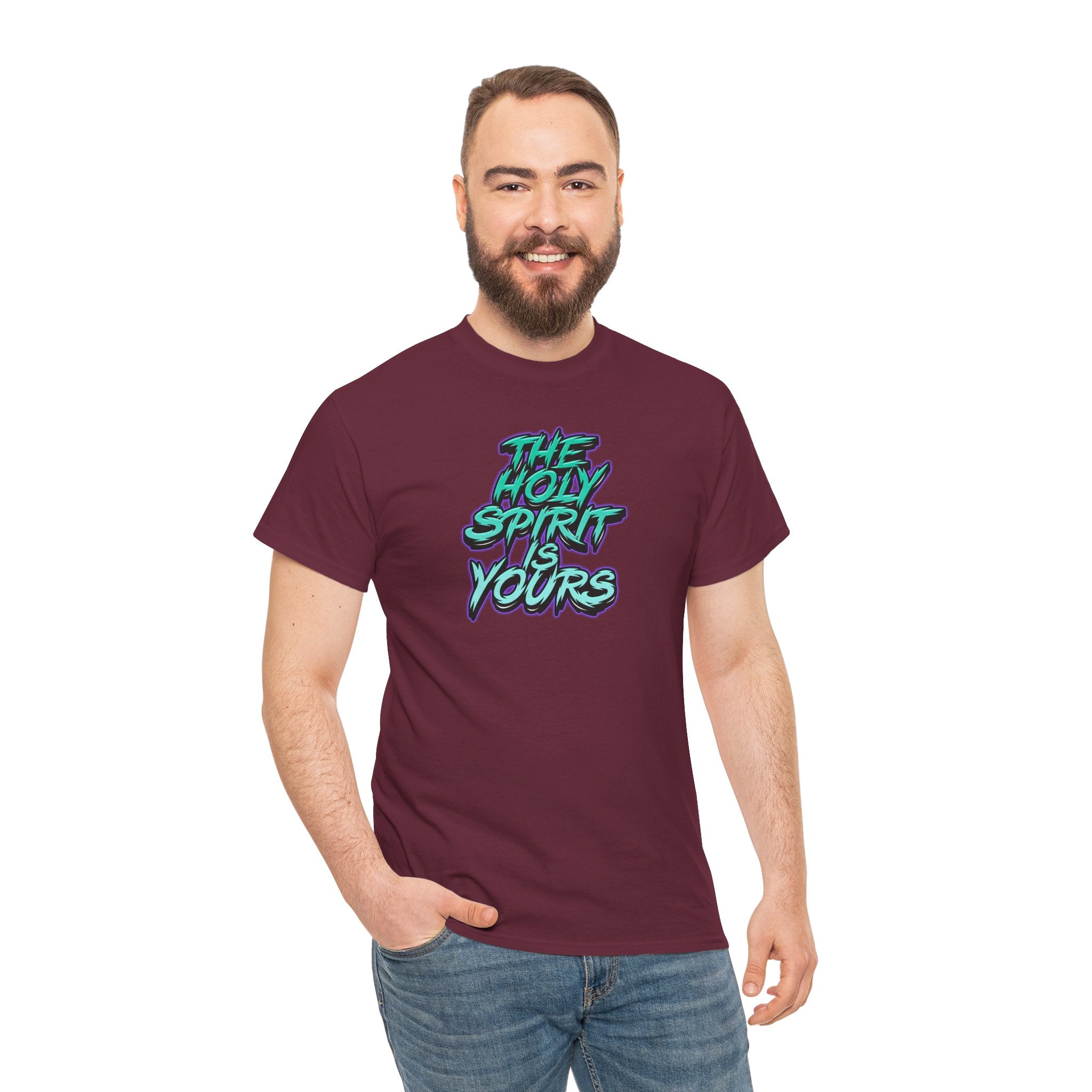 T-Shirt — "The Holy Spirit Yours" Retro Script Faith Tee