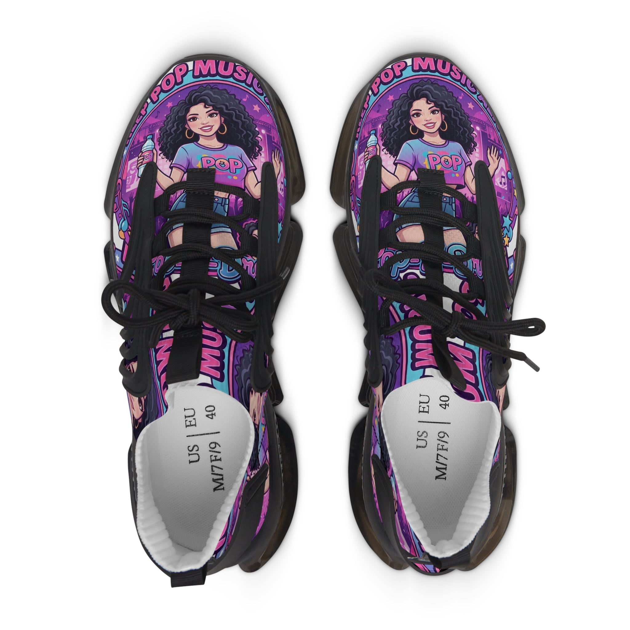 Women’s Mesh Sneakers — "Keep Pop Music Alive" Colorful Pop  Graphic Athletic Shoes