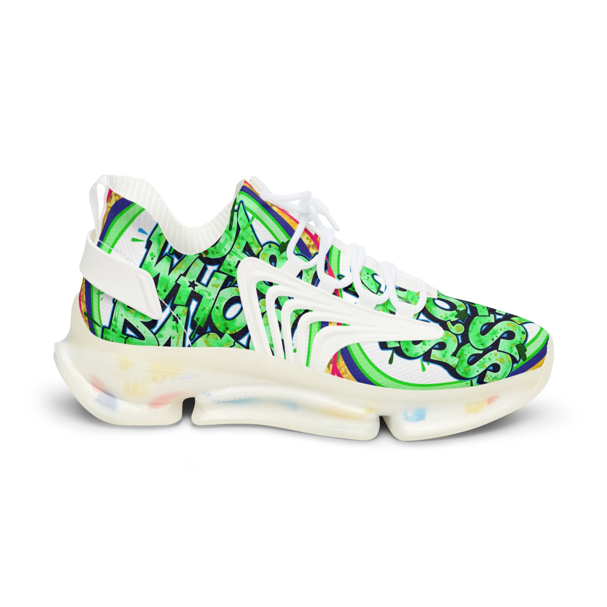 Men's Mesh Sneakers — " Guess Who's Back" Bold Green Graffiti 'Guess Who's Next' Athletic Shoes