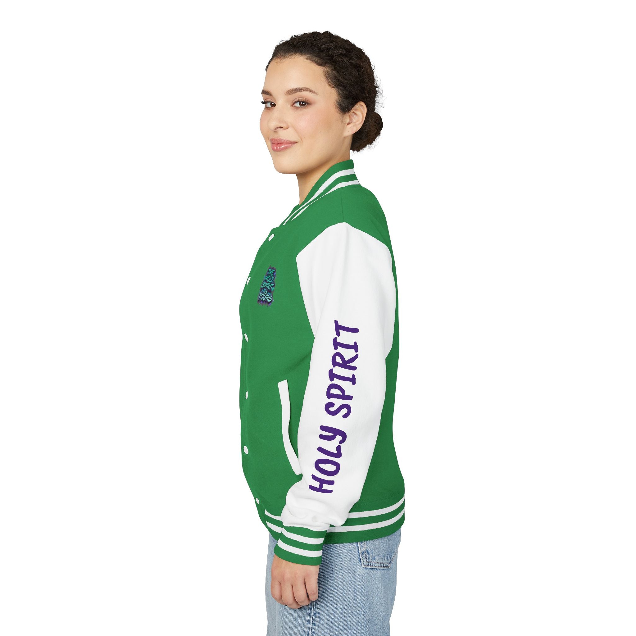 Letterman Jacket — "The Holy Spirit Is Yours" Graphic