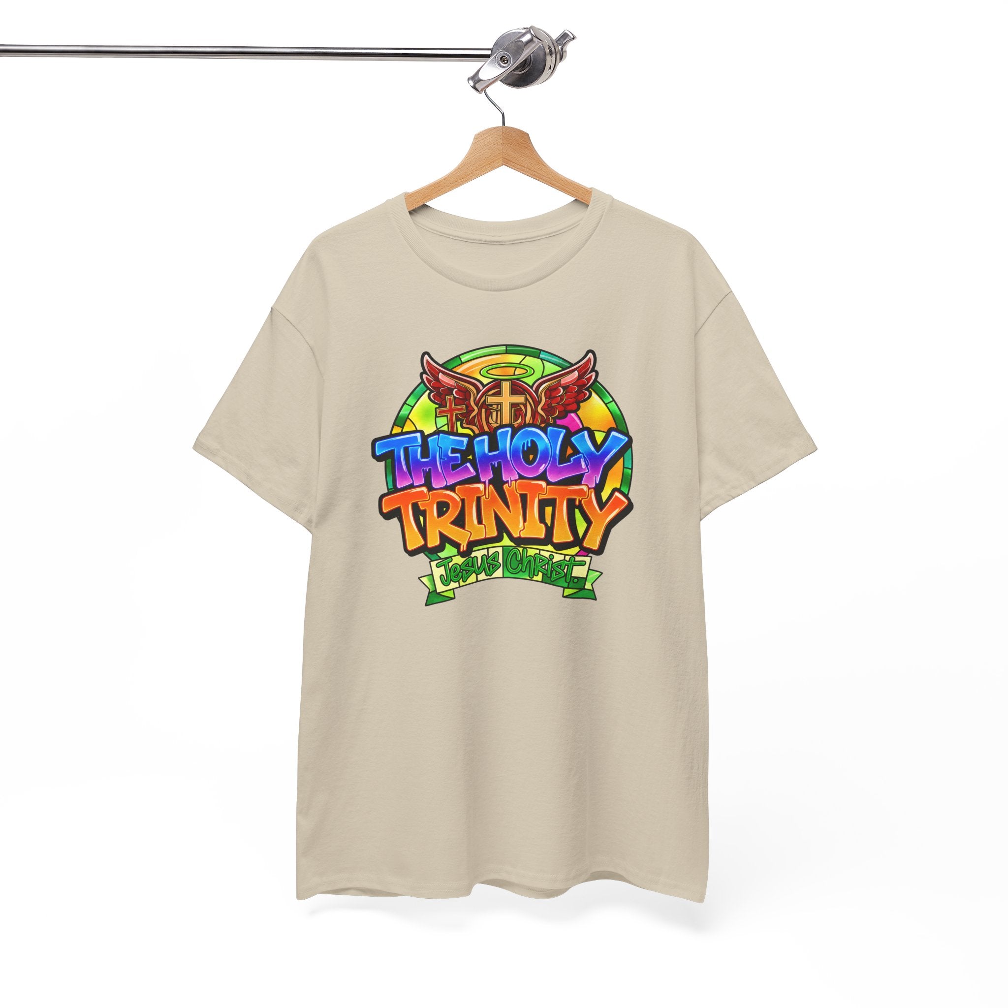 Holy Trinity Graphic Tee — Colorful Faith-Inspired Streetwear T-Shirt