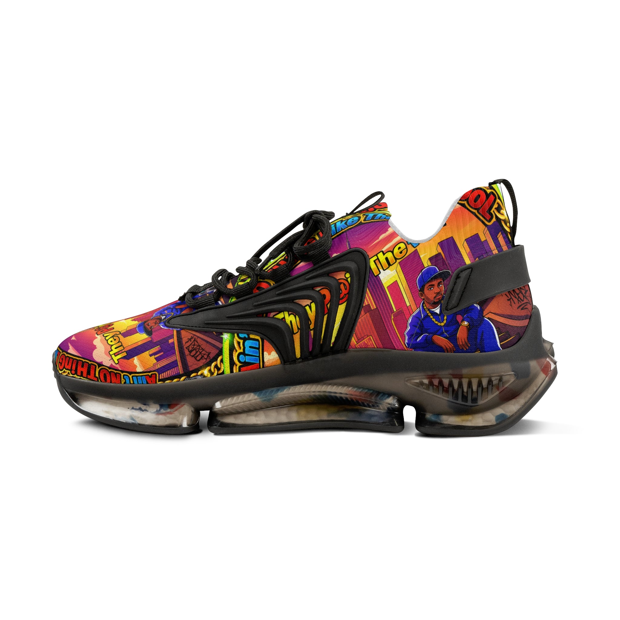 Men's Mesh Sneakers — " Aint Nothing Like The Old School" Vibrant Retro City Graphic Athletic Shoes