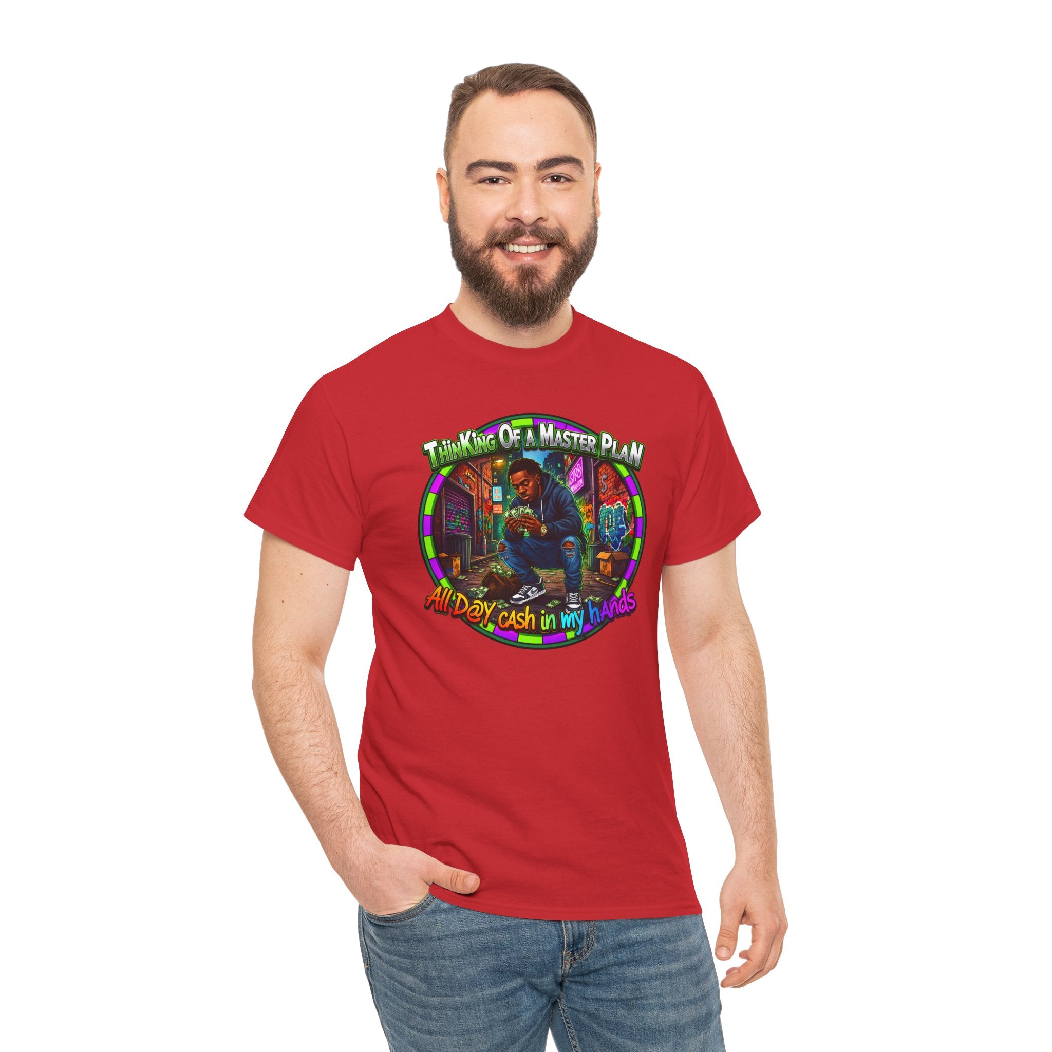 T-Shirt — "Thinking of a Master Plan" Colorful Retro Hip-Hop Graphic Tee