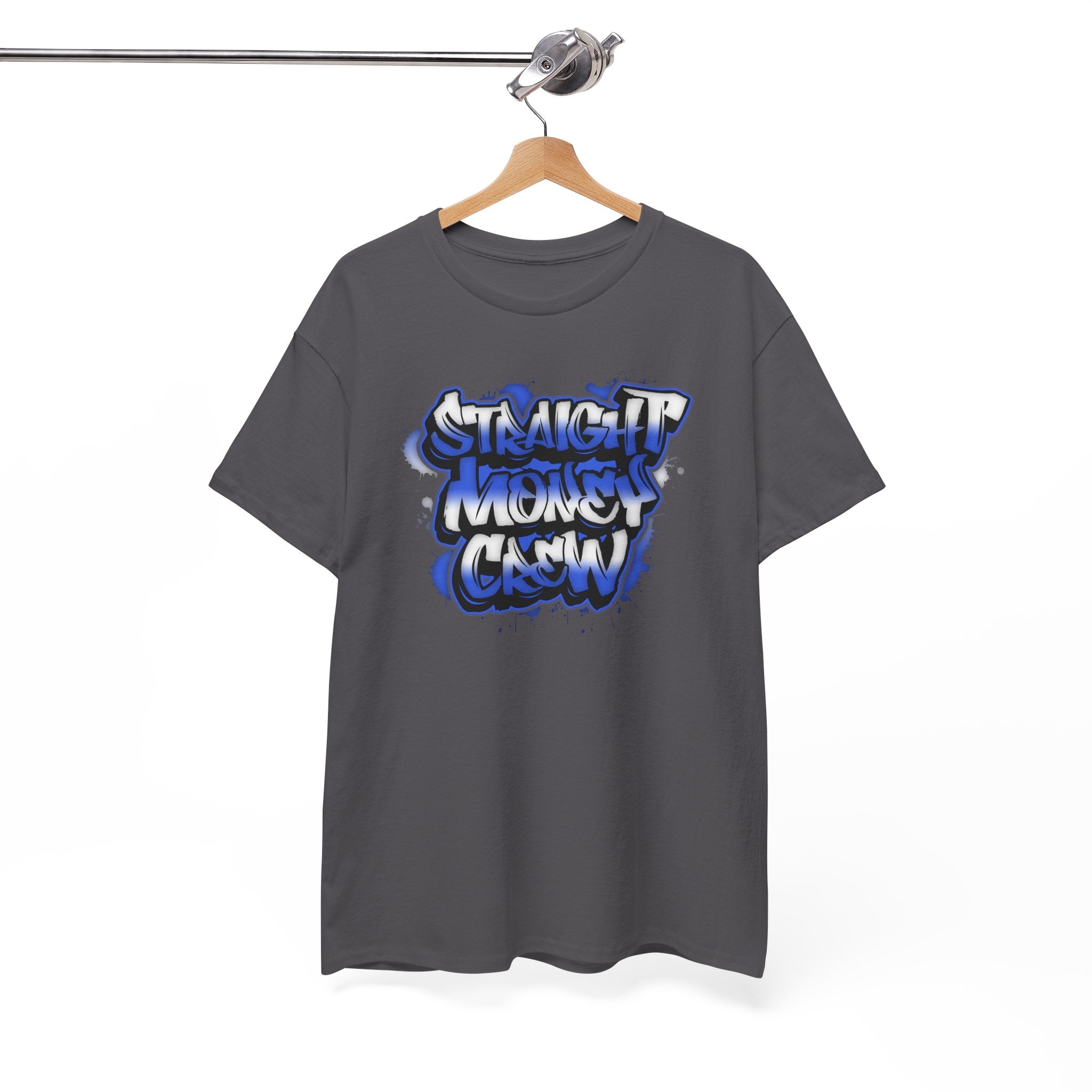 T-Shirt — "Stackin' Money Crew" Blue Graffiti Graphic Tee