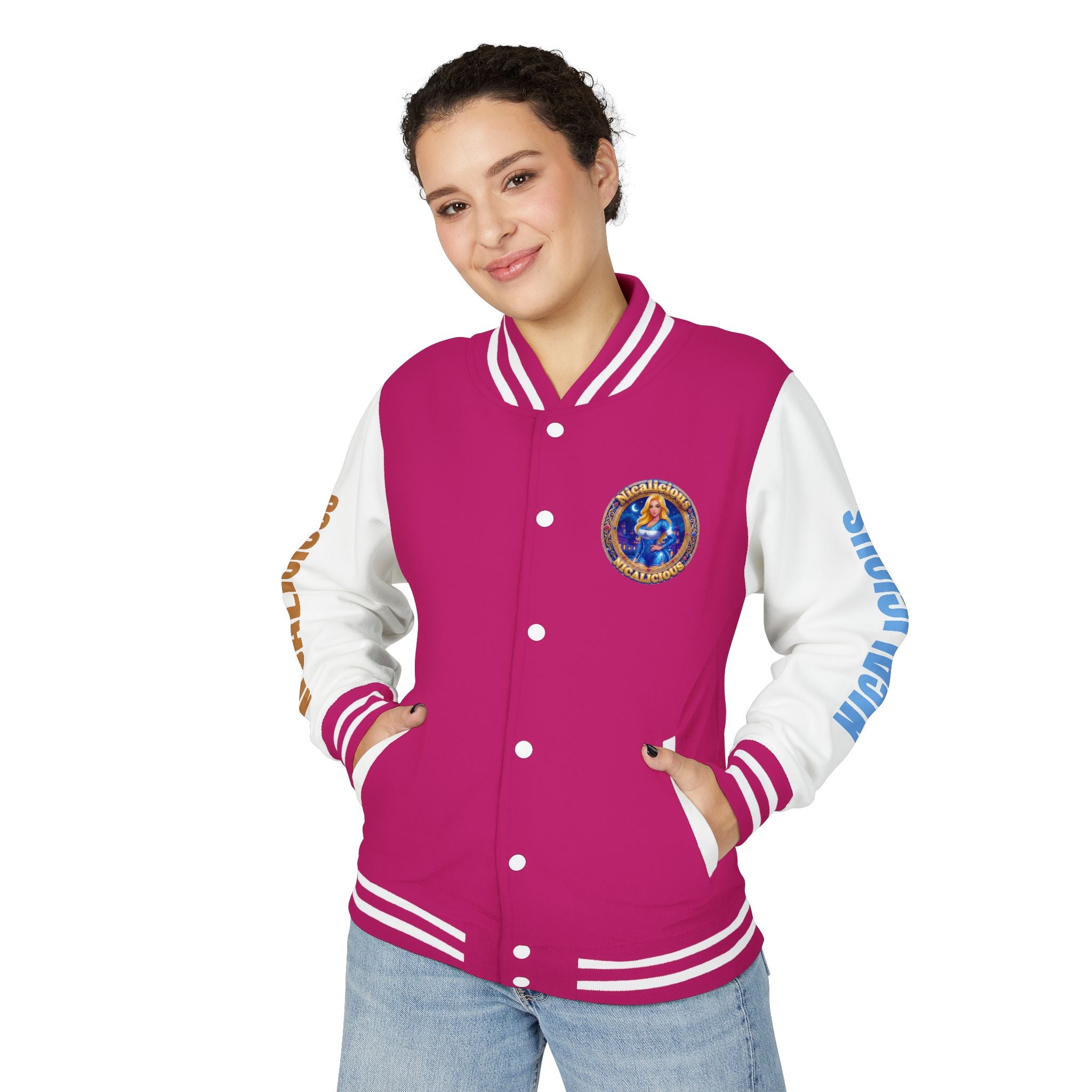 Letterman Jacket — 'Nicalicious' Retro Varsity Jacket with Angel Crest