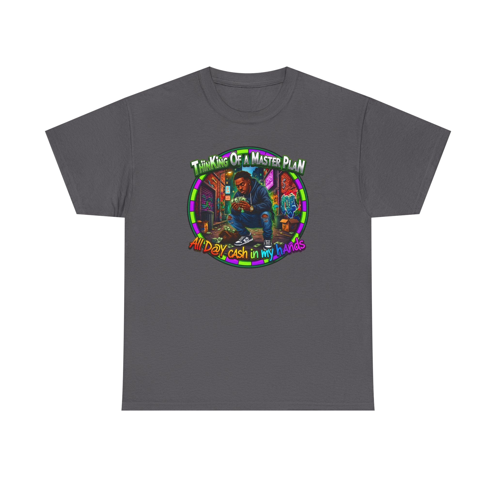 T-Shirt — "Thinking of a Master Plan" Colorful Retro Hip-Hop Graphic Tee