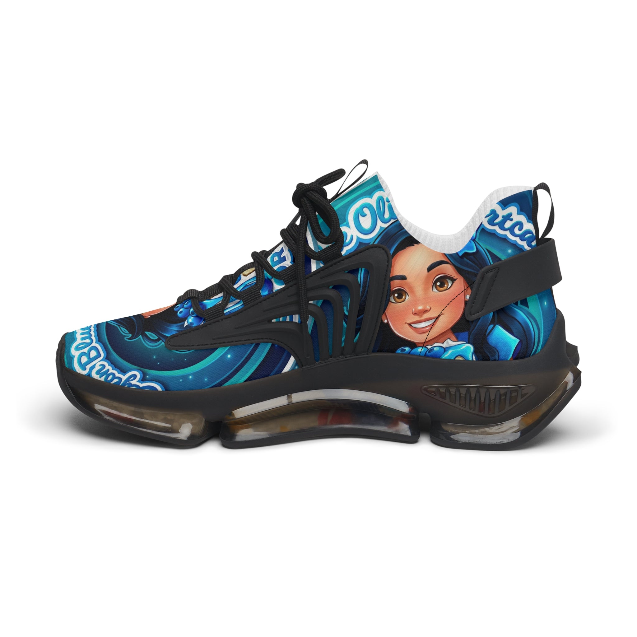 Women's Mesh Sneakers — "Ceylon Blue Olive Shortcake "Graphic Athletic Shoes