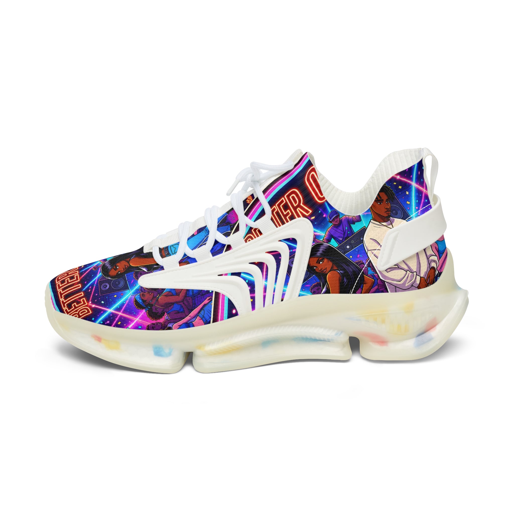 Women's Mesh Sneakers — Retro Vaporwave Anime Graphic Athletic Shoes