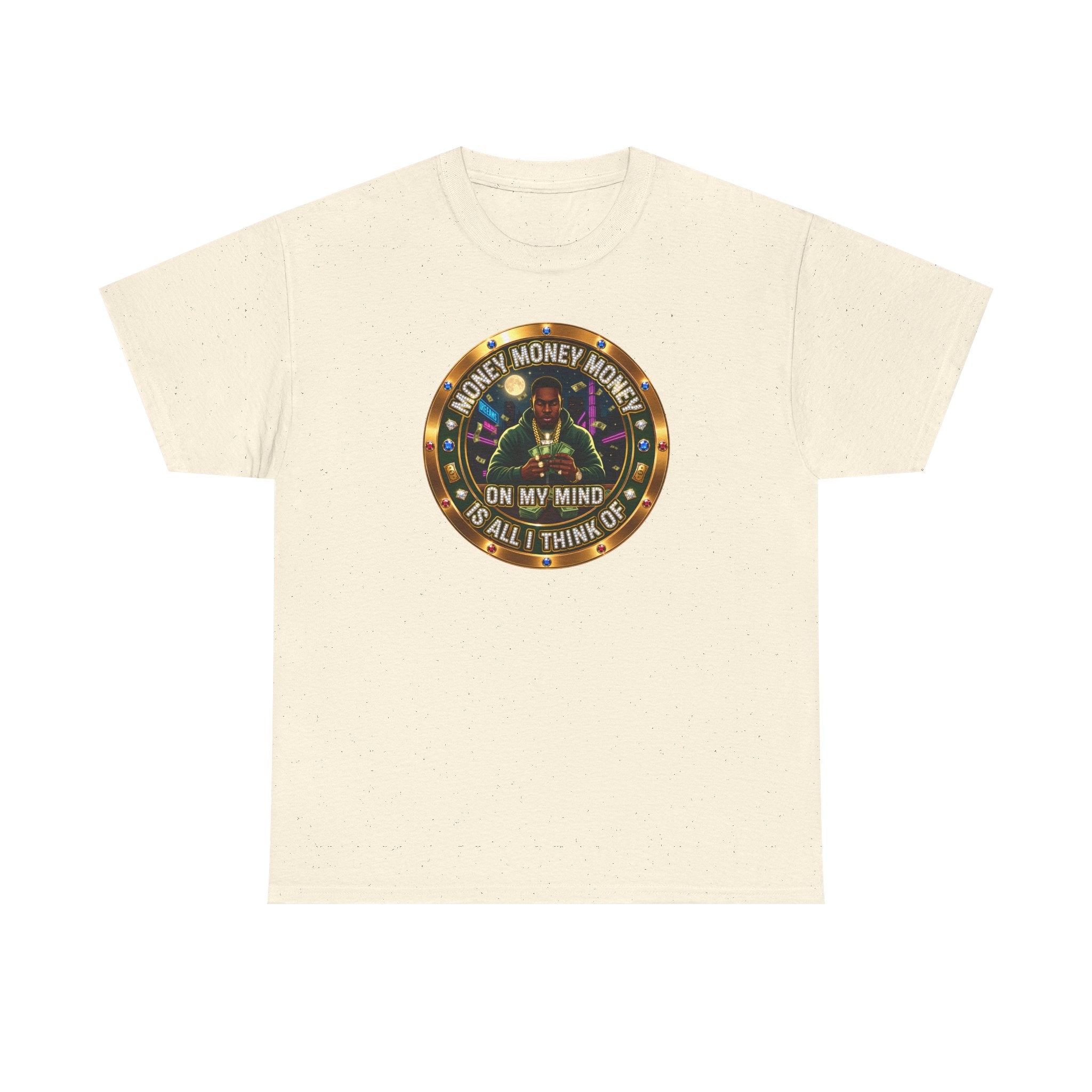 "Money On My Mind" Graphic Tee — Retro Casino Coin Design