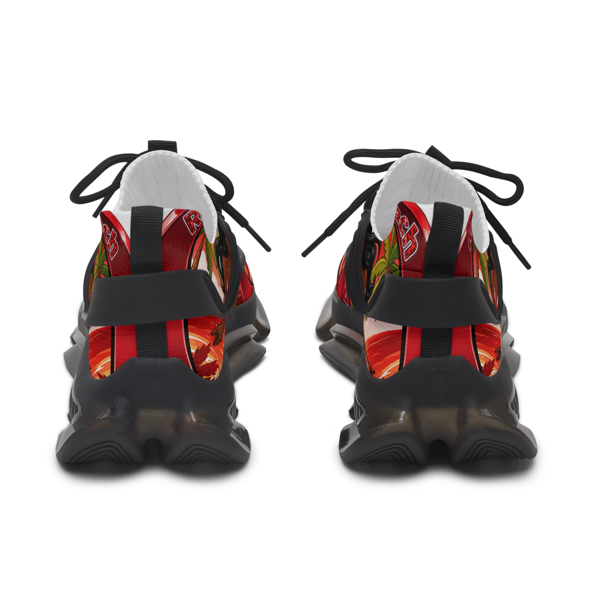 Women’s Mesh Sneakers —"Red Rubies On The Beach" Tropical Pinup Graphic Athletic Shoes