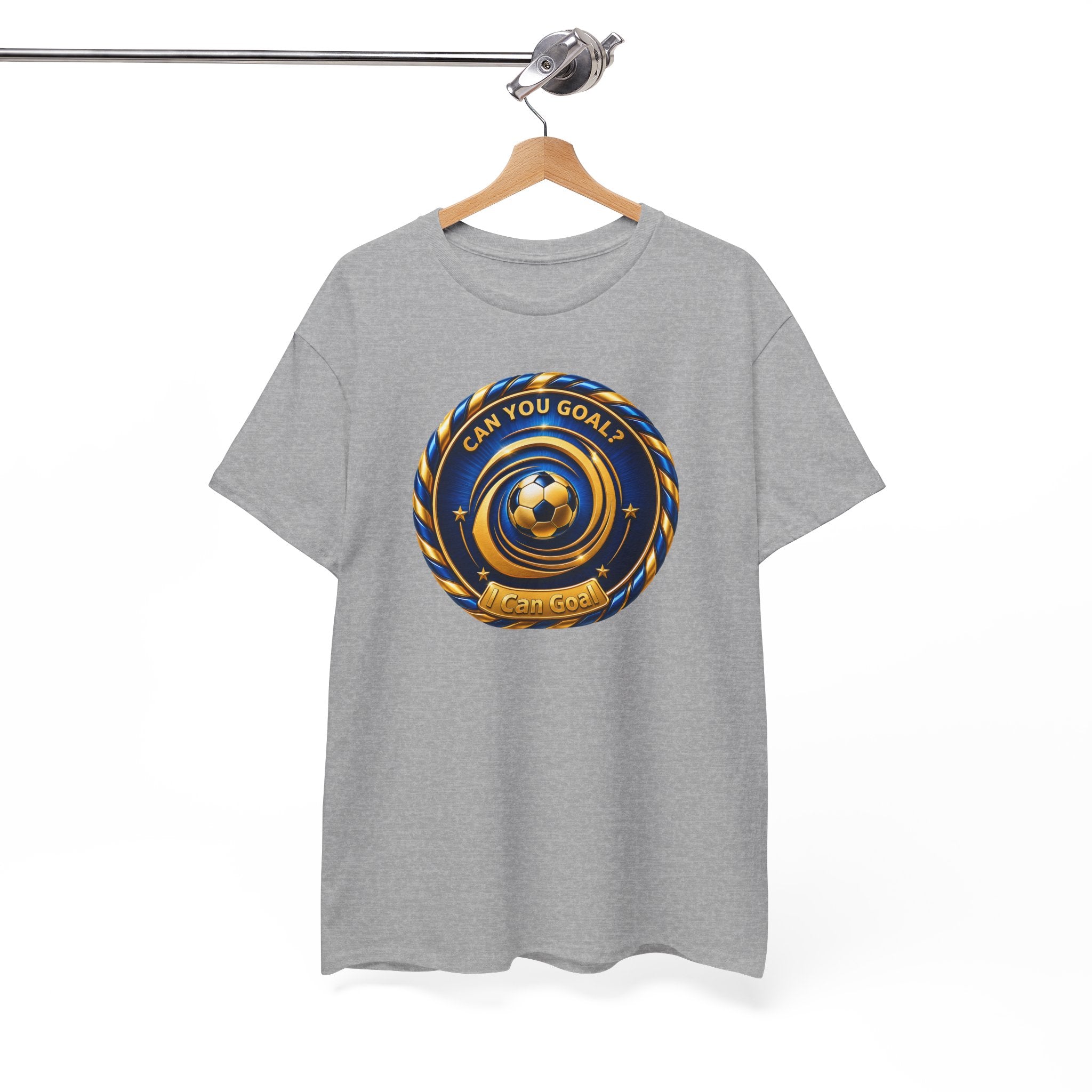 Soccer Badge Tee — "Can You Goal?" Graphic Soccer Shirt