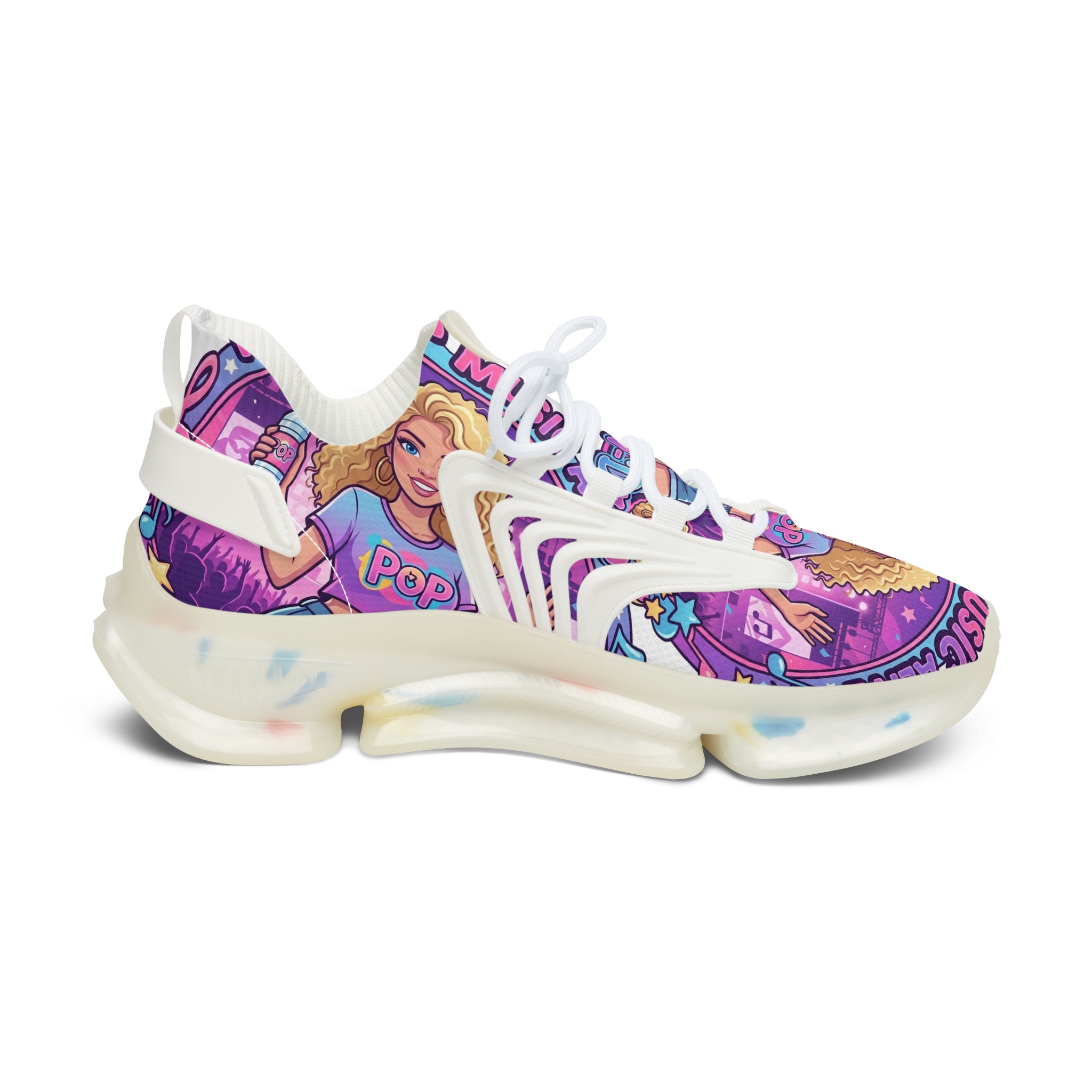 Women’s Mesh Sneakers —"Keep Pop Music Alive " Women's Trendy Printed Athletic Shoes