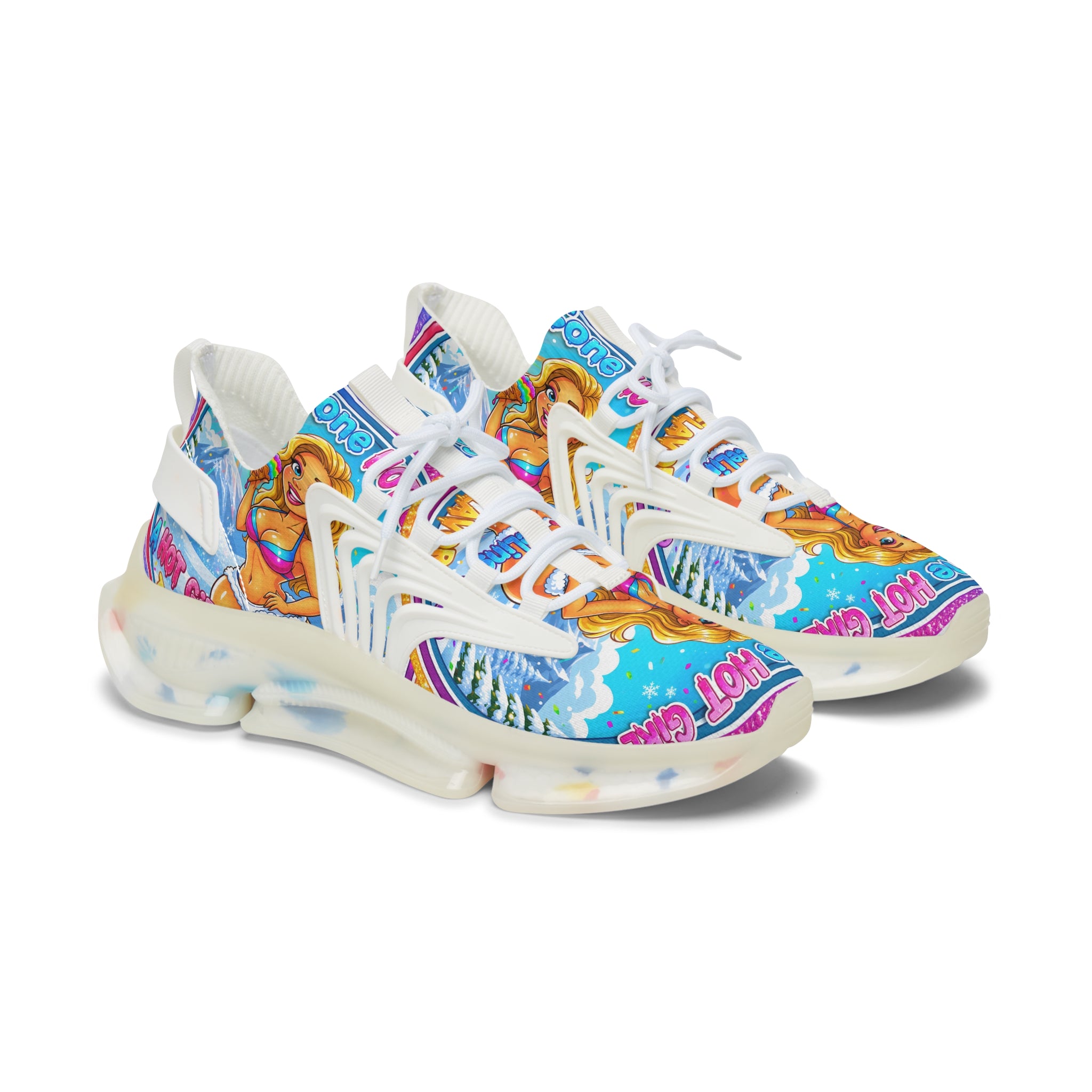 Women’s Mesh Sneakers — "Snow Cone Hot Girl "Colorful Mermaid Graphic Athletic Shoes