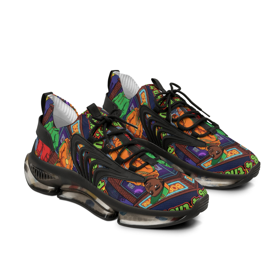 Mesh Sneakers — "I'm Waiting For The Re-Up"Urban Retro Street Art Print Men’s Athletic Shoes
