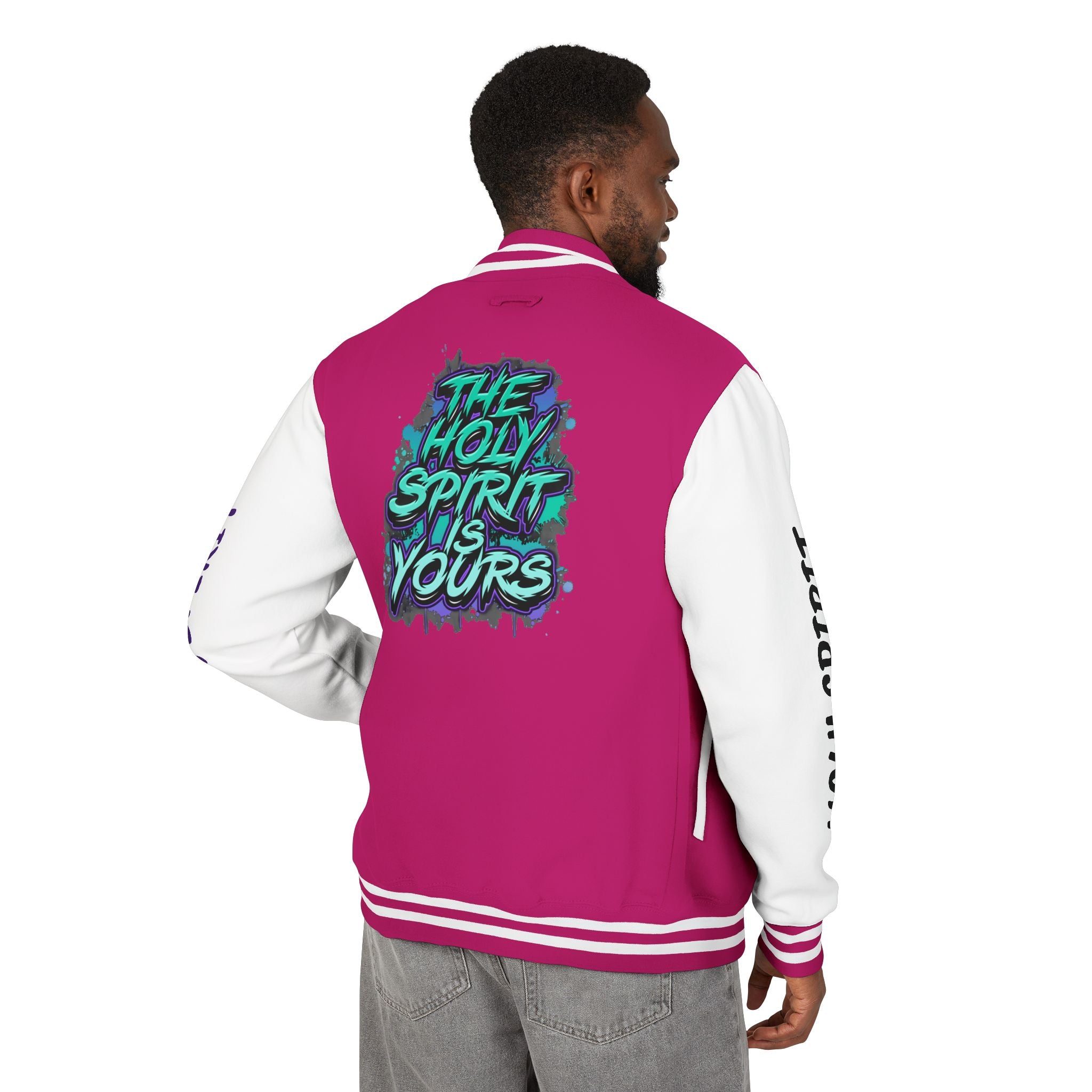 Letterman Jacket — "The Holy Spirit Is Yours" Graphic