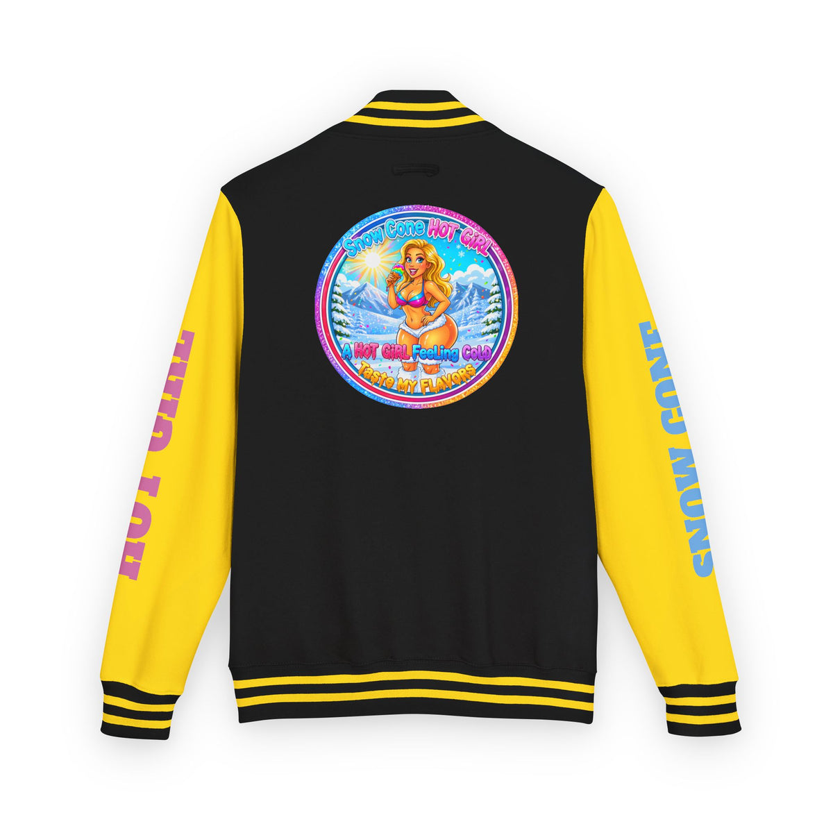 Angel Pinup Letterman Jacket — "Snowcone Hot Girl " Graphic Varsity Jacket