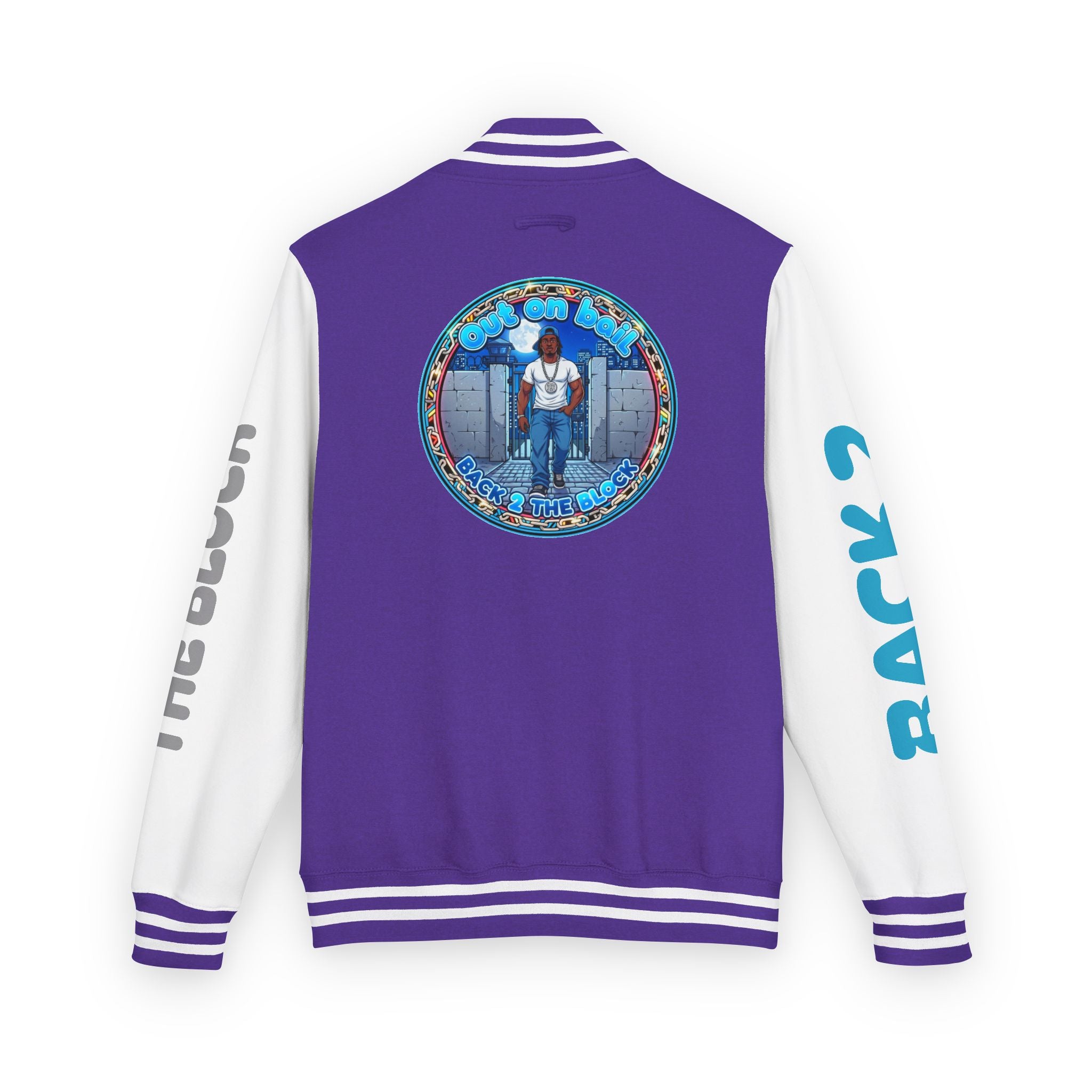 Letterman Jacket — 'Back 2 The Block' Retro Streetwear Patch Jacket