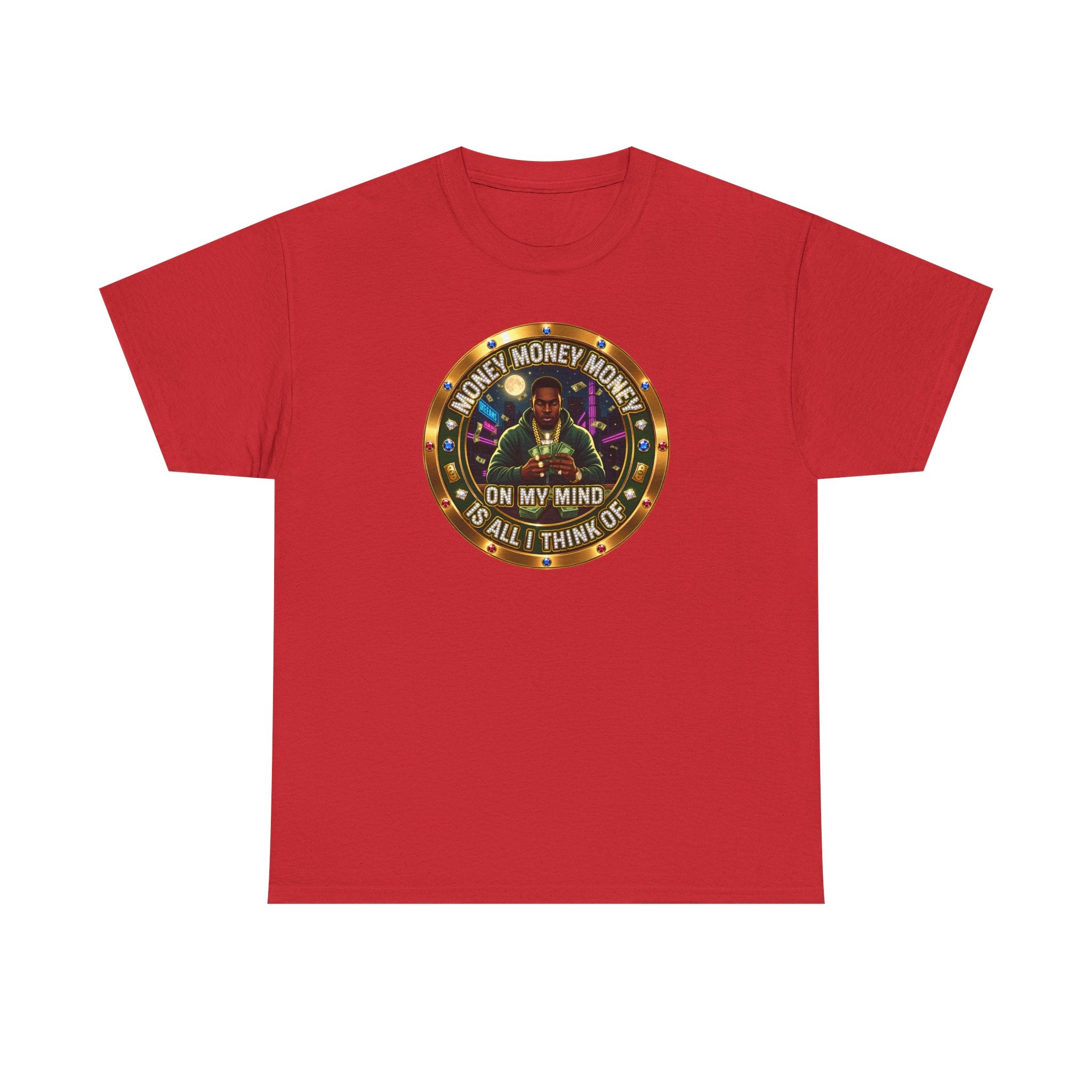 "Money On My Mind" Graphic Tee — Retro Casino Coin Design