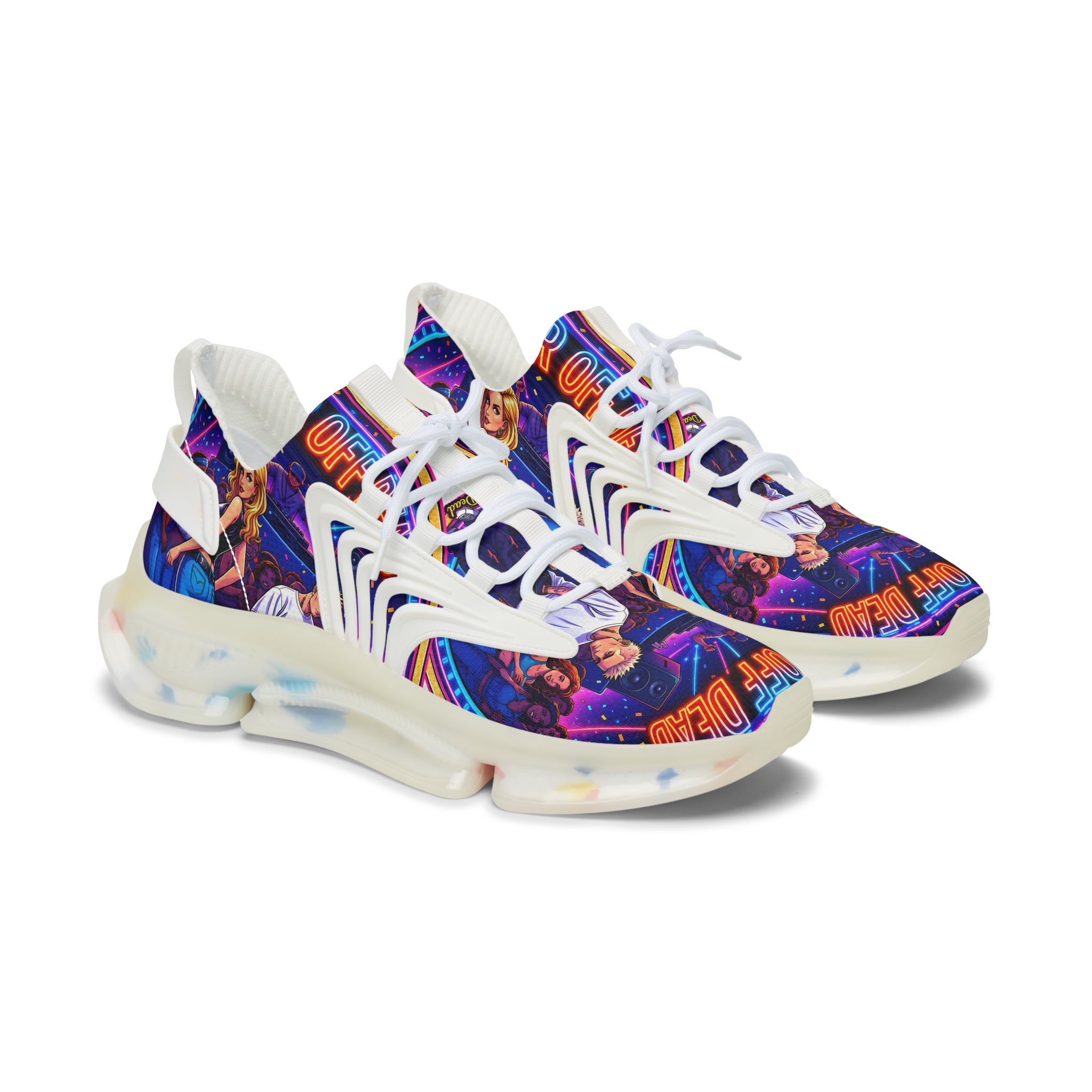 Mesh Sneakers — Retro Neon Graphic Women’s Trainers