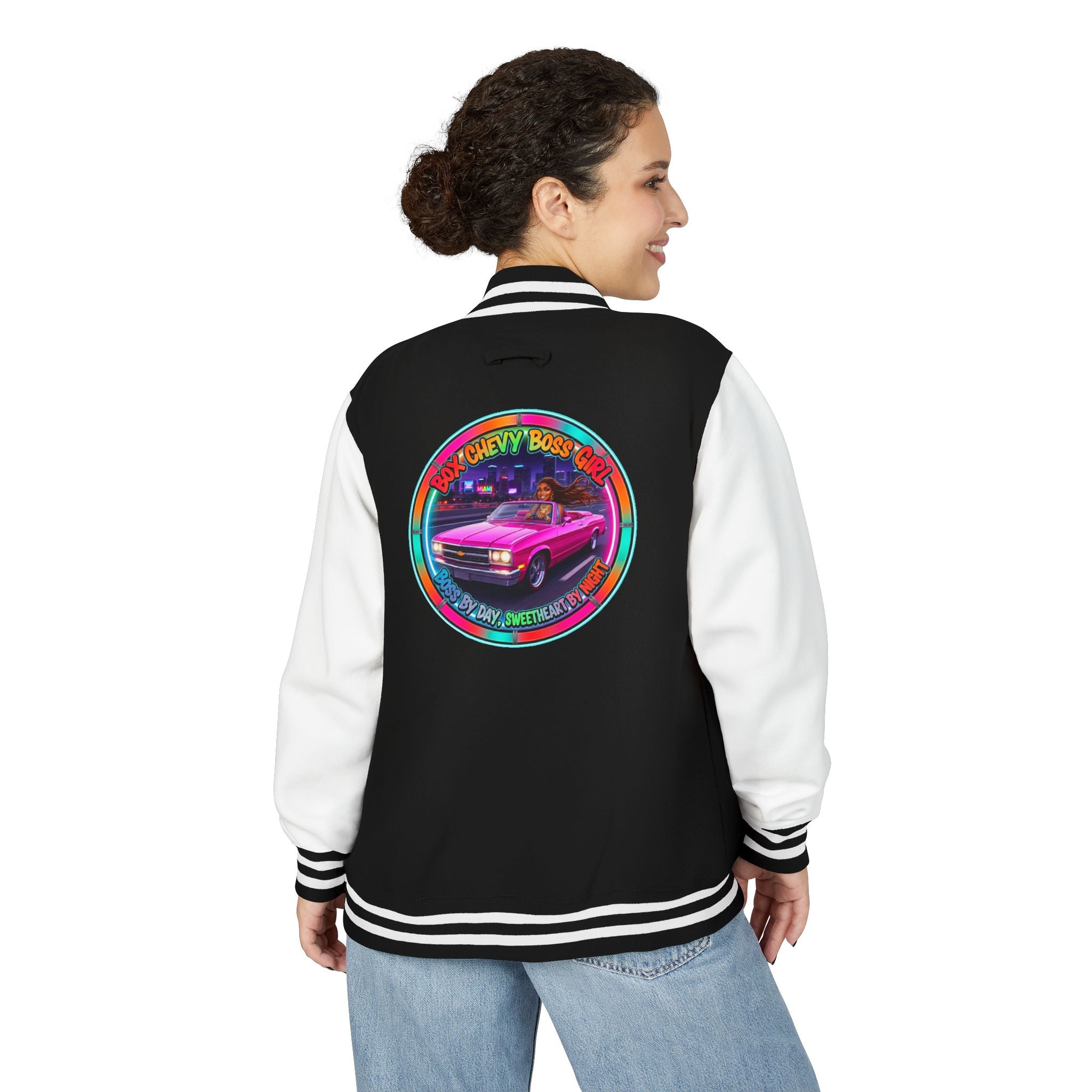 Vintage Neon Car Letterman Jacket