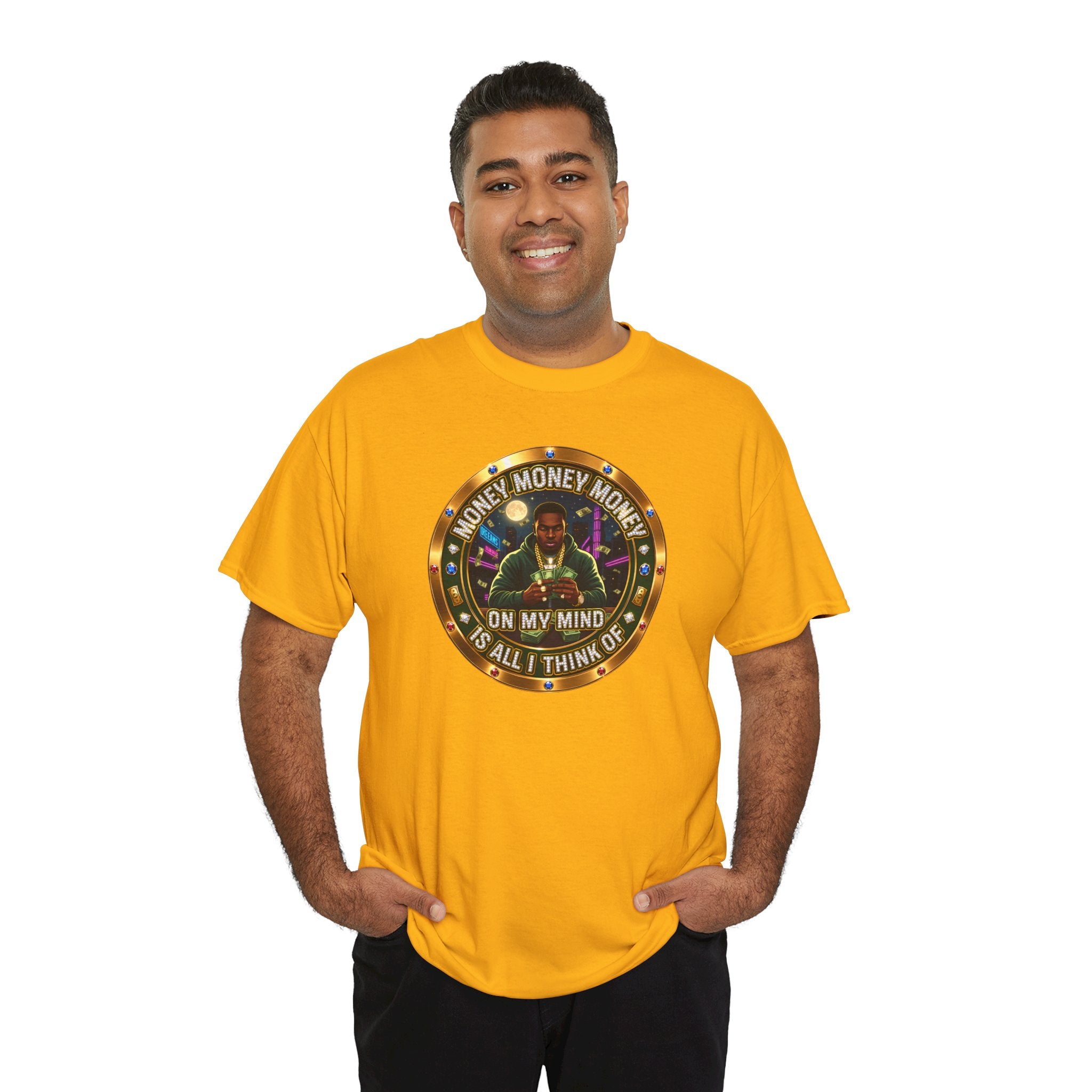 "Money On My Mind" Graphic Tee — Retro Casino Coin Design