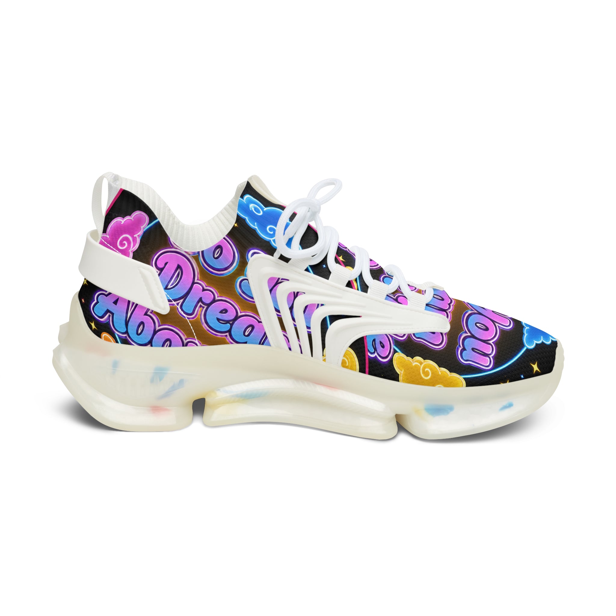 Mesh Sneakers — "Do You Dream Bout Me" Colorful Cloud Graphic