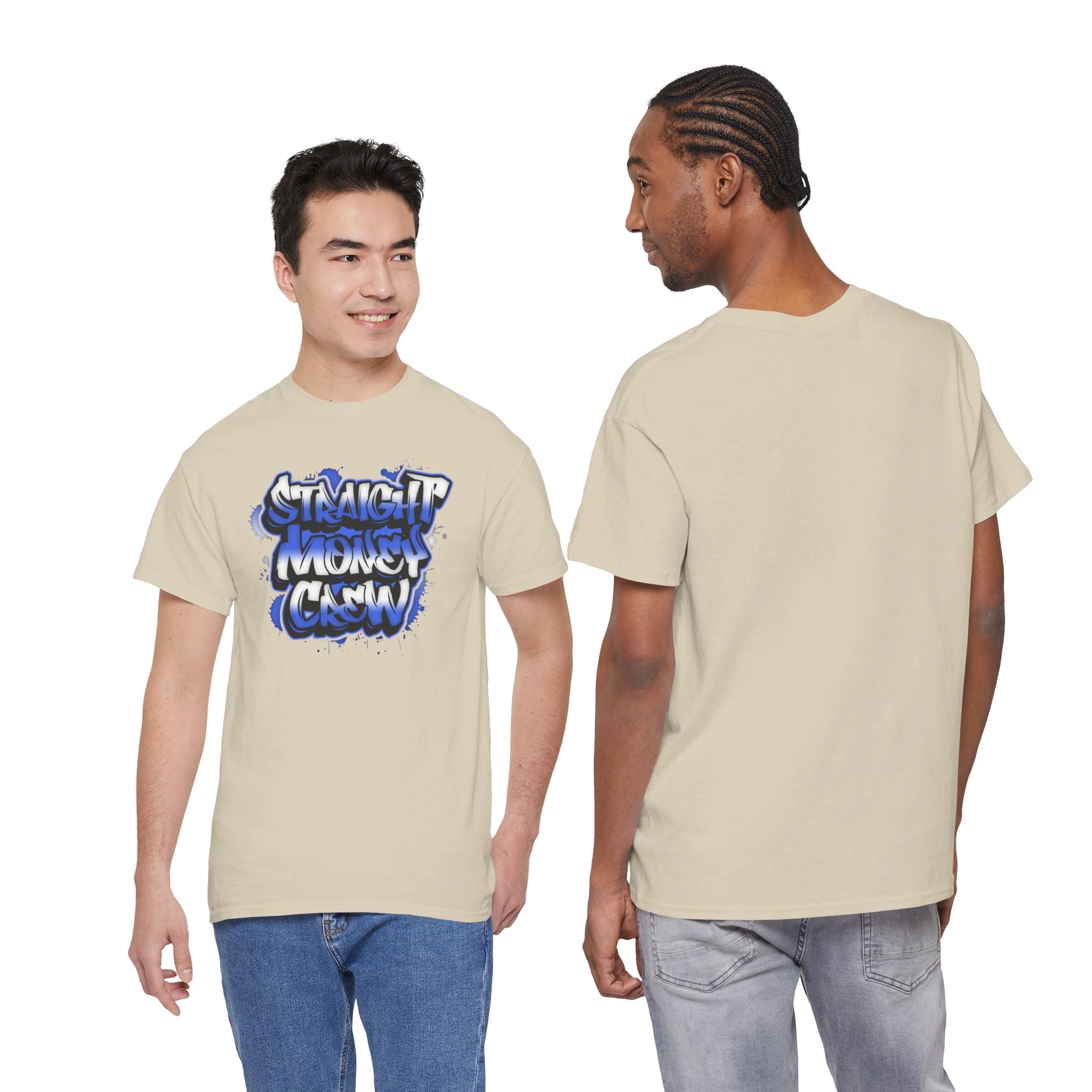 T-Shirt — "Stackin' Money Crew" Blue Graffiti Graphic Tee