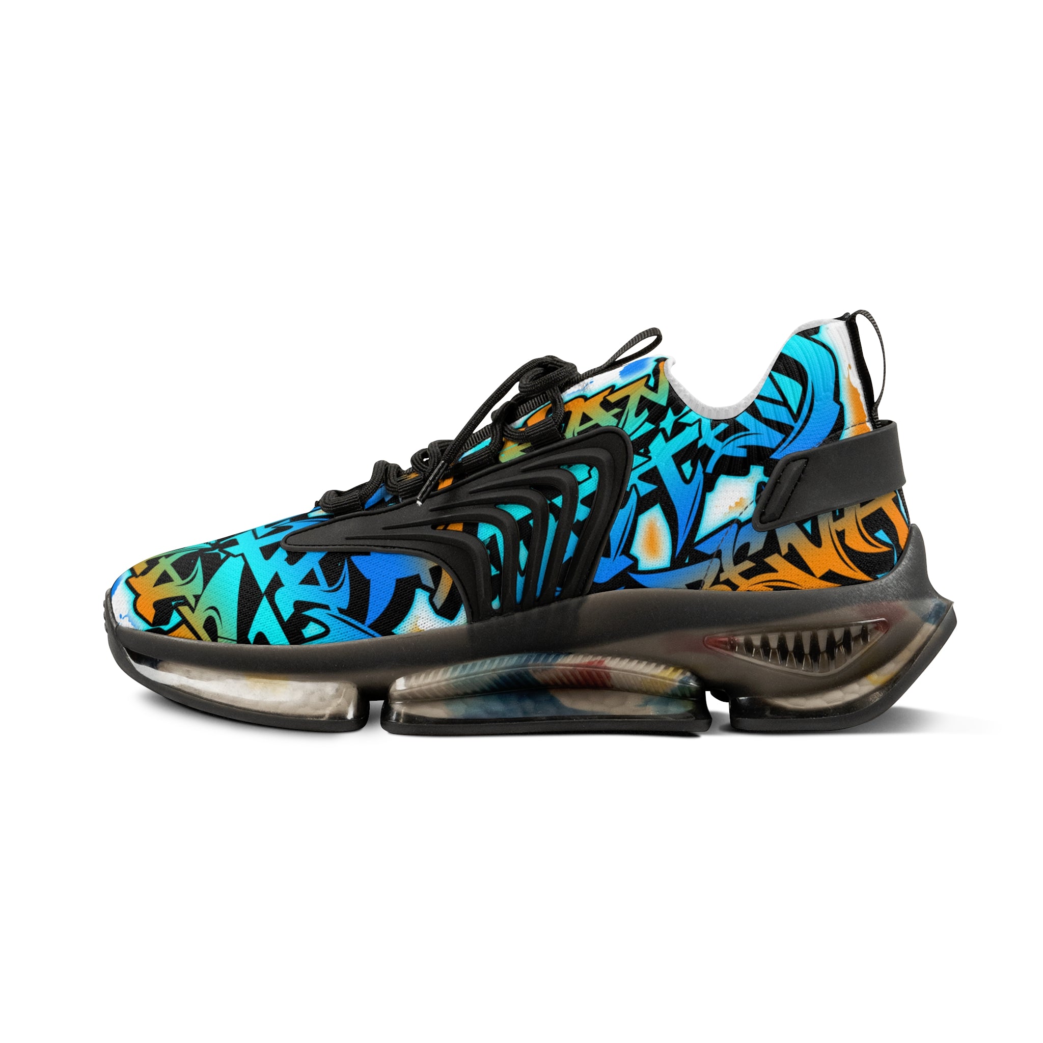 Mesh Sneakers —" Gamer Tatted Foreva" Graffiti Streetwear Athletic Shoes for Men