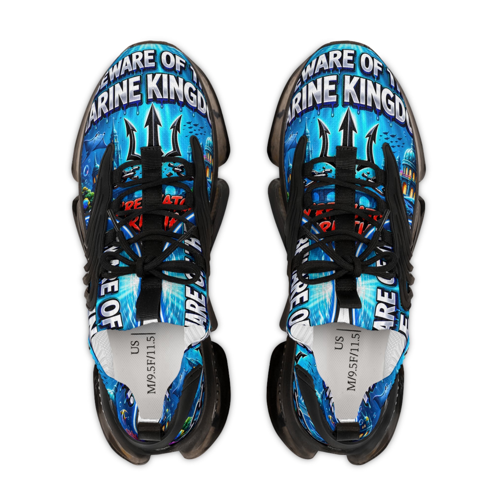 Men's Mesh Sneakers —"Beware Of The Marine Warrior"Ocean Trident Streetwear Running Shoes