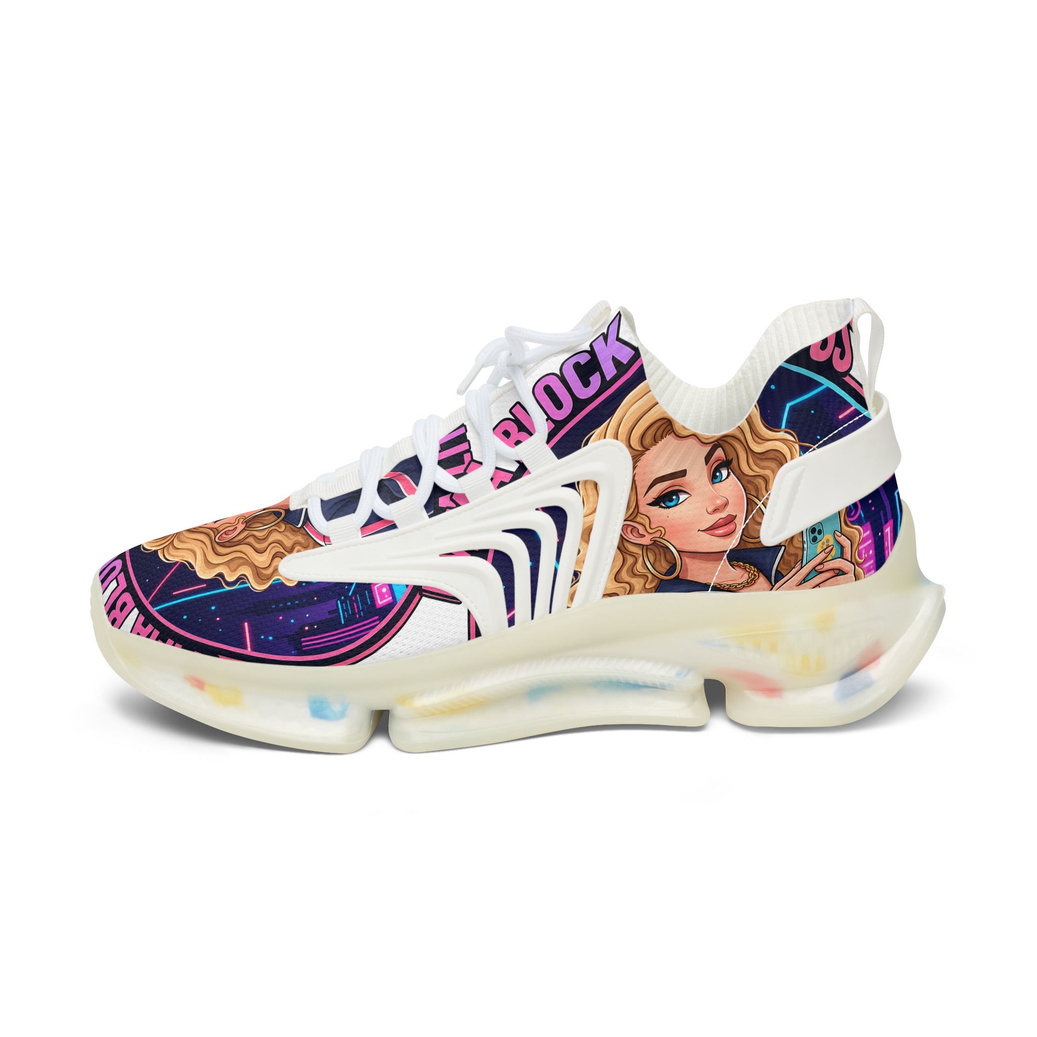 Women's Mesh Sneakers — 'Don't Block Your Blessings' Graphic Athletic Shoes