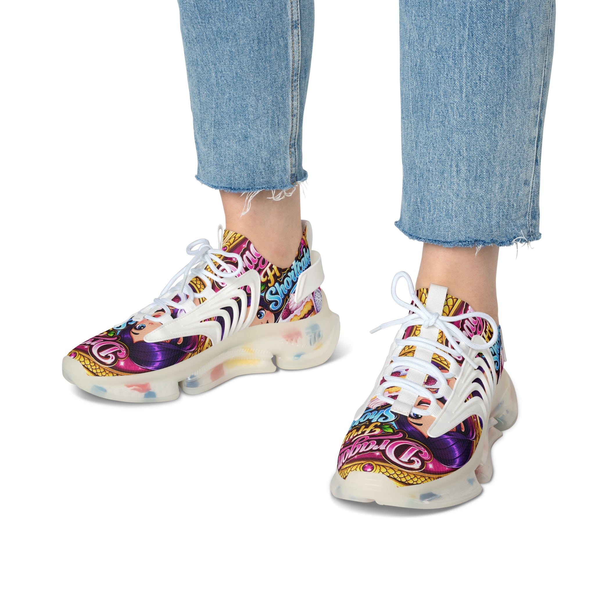 "Dragon Fruit Shortcake "Sneakers — Colorful Women's Mesh Athletic Shoes