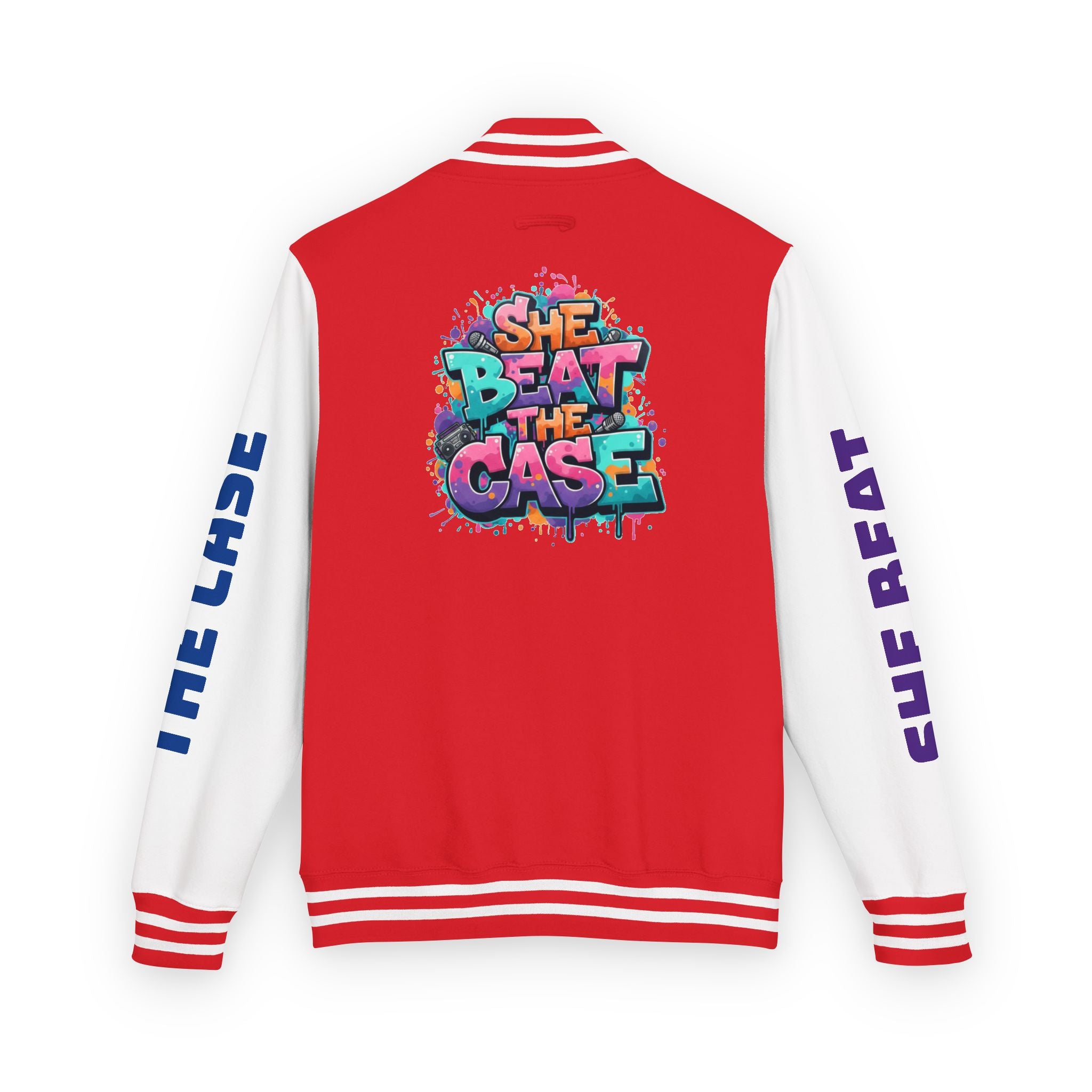 Letterman Jacket — “She Beat the Case” Colorful Graffiti Backprint
