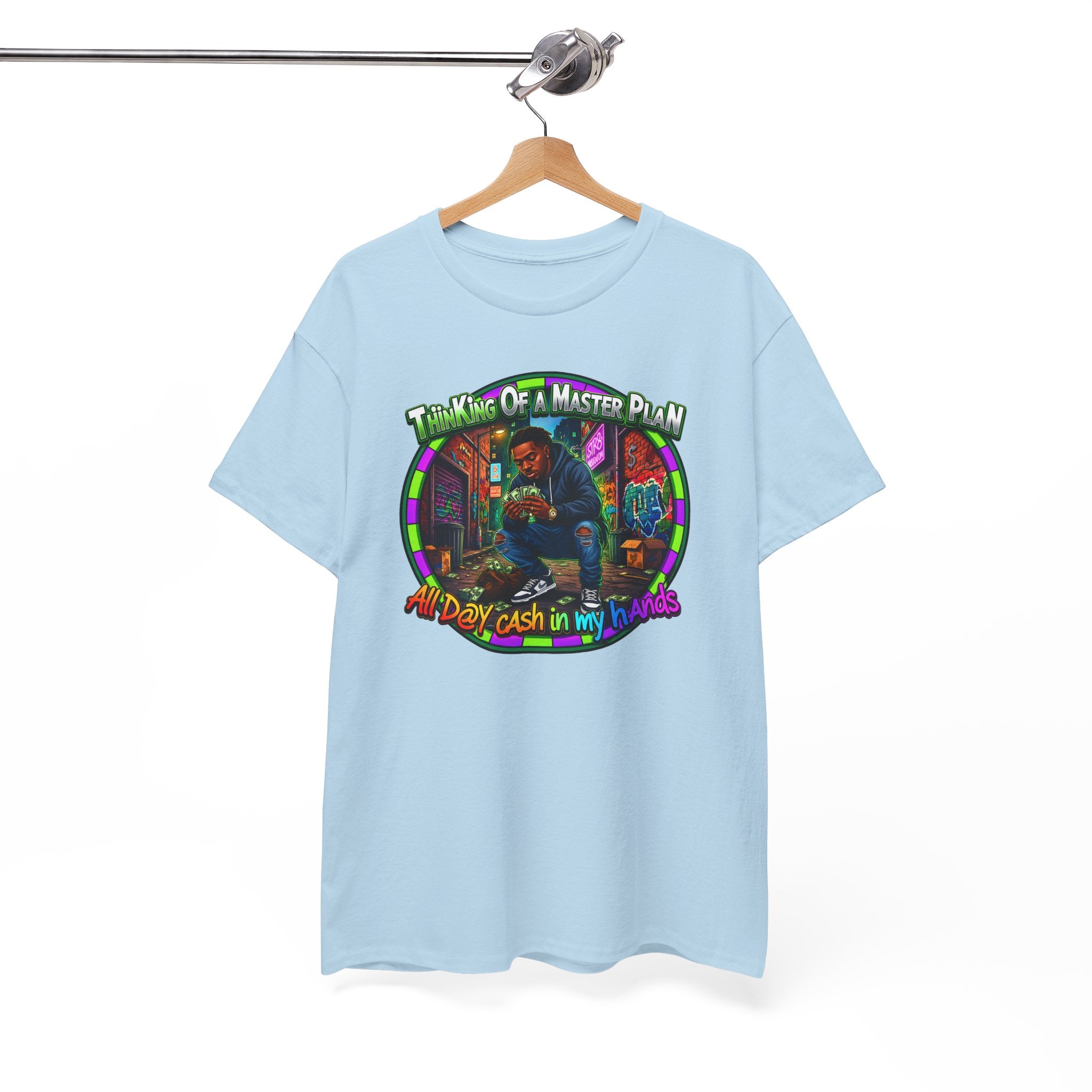 T-Shirt — "Thinking of a Master Plan" Colorful Retro Hip-Hop Graphic Tee