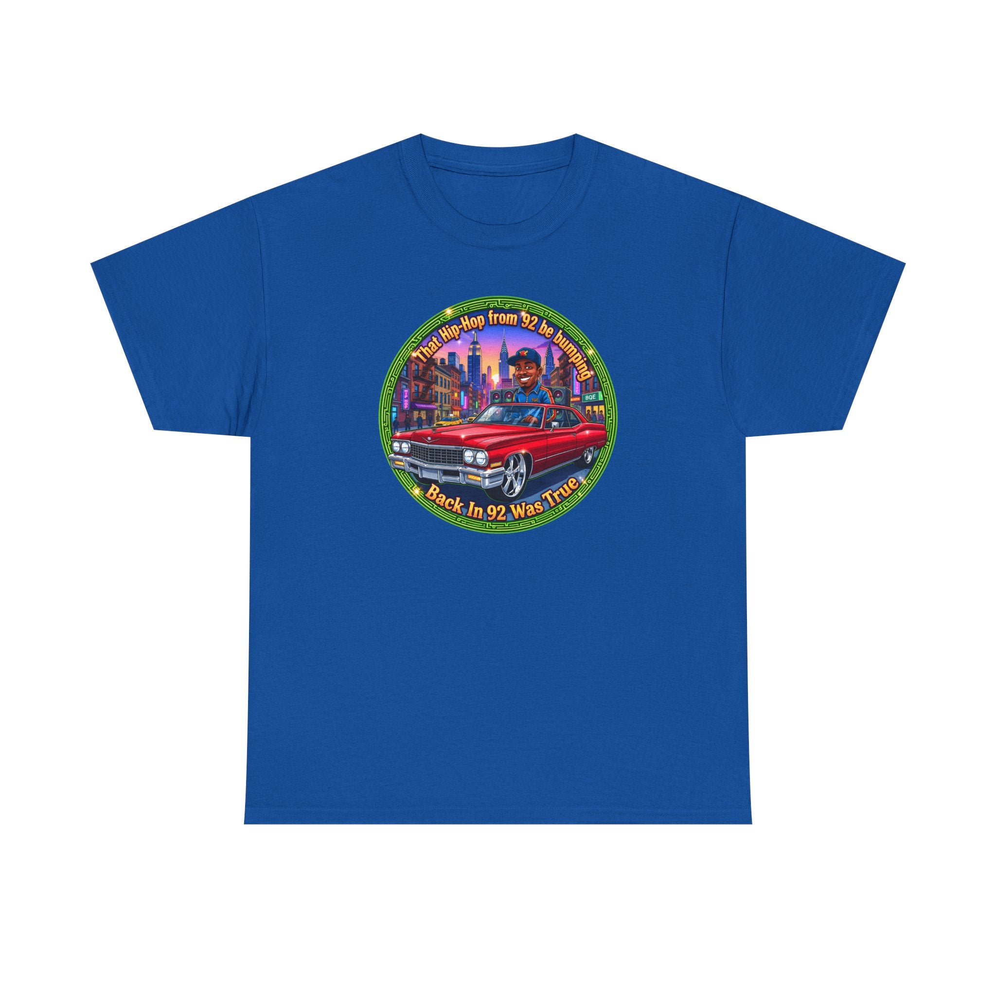 Vintage Red Convertible T-Shirt – “That Hip-hop From 92 Be Bumping" Retro City Cruise Tee