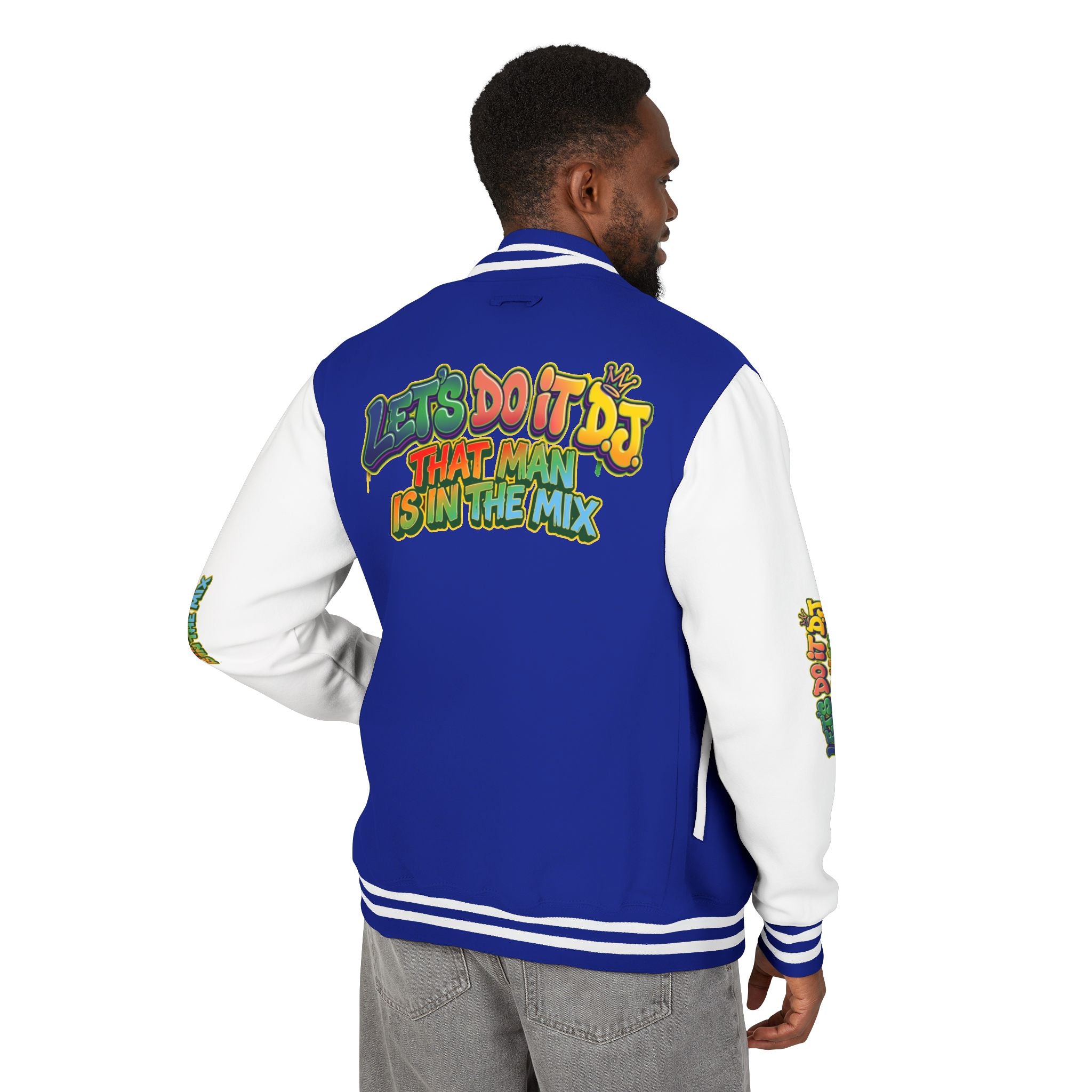 Letterman Jacket — 'Let's Do It' DJ Graphic Varsity Jacket