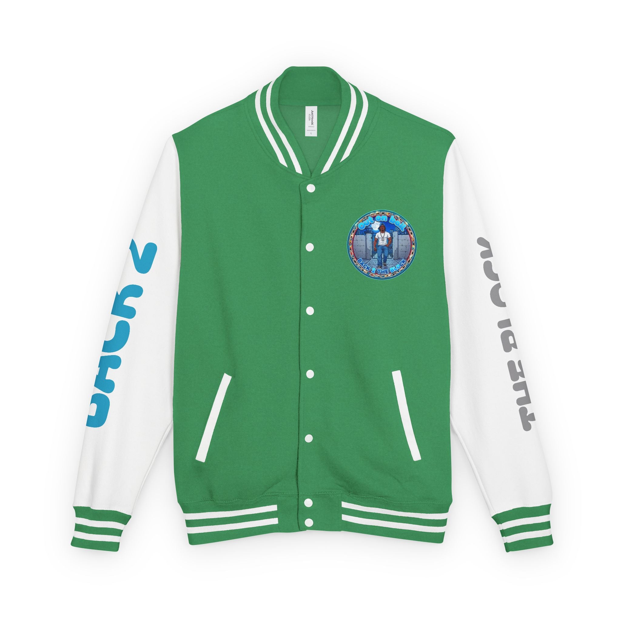 Letterman Jacket — 'Back 2 The Block' Retro Streetwear Patch Jacket