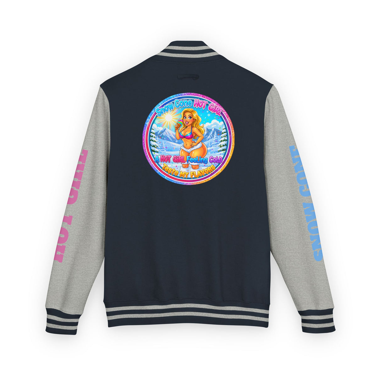Angel Pinup Letterman Jacket — "Snowcone Hot Girl " Graphic Varsity Jacket
