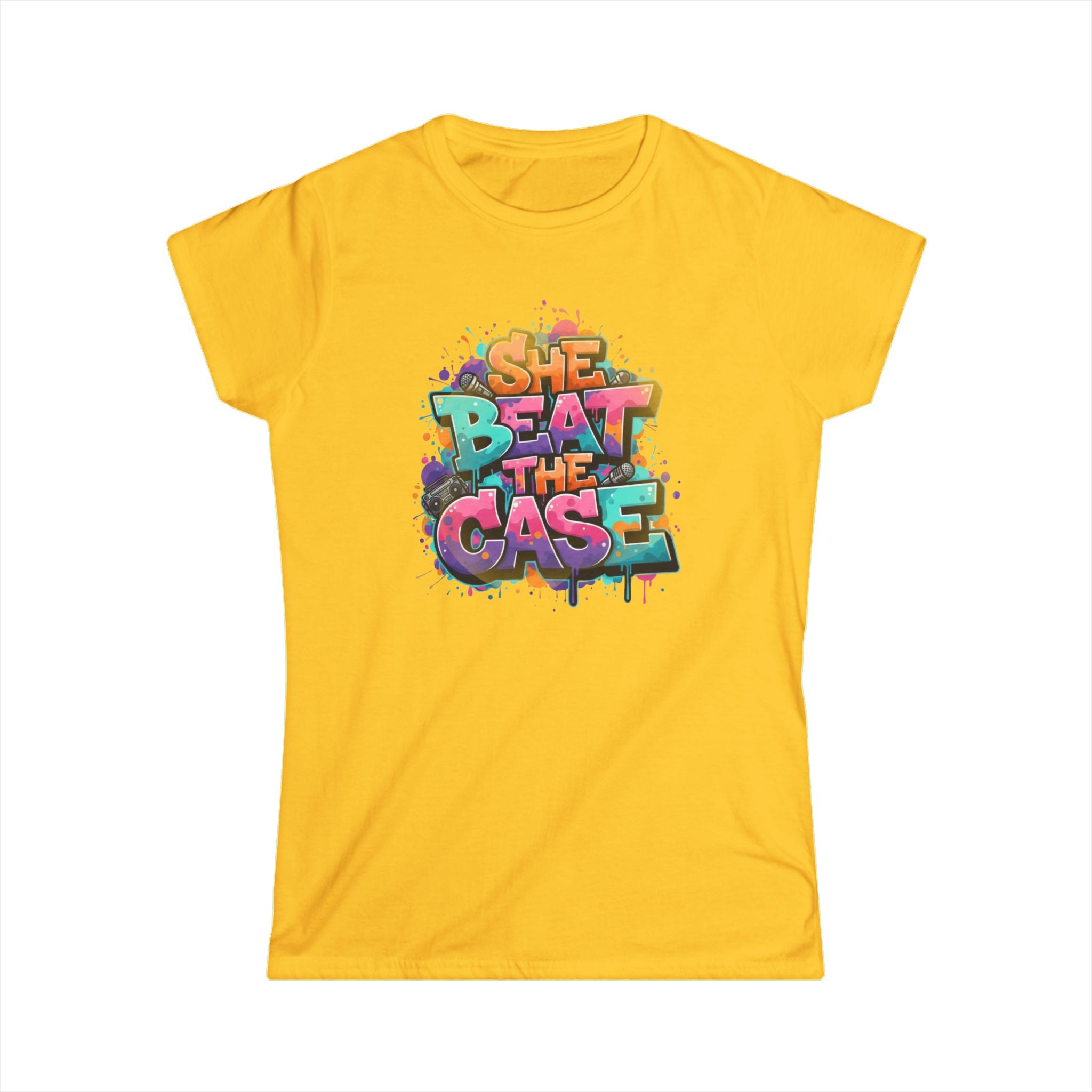 "She Beat the Case" Tee — Bold Graffiti Women’s Victory T-Shirt